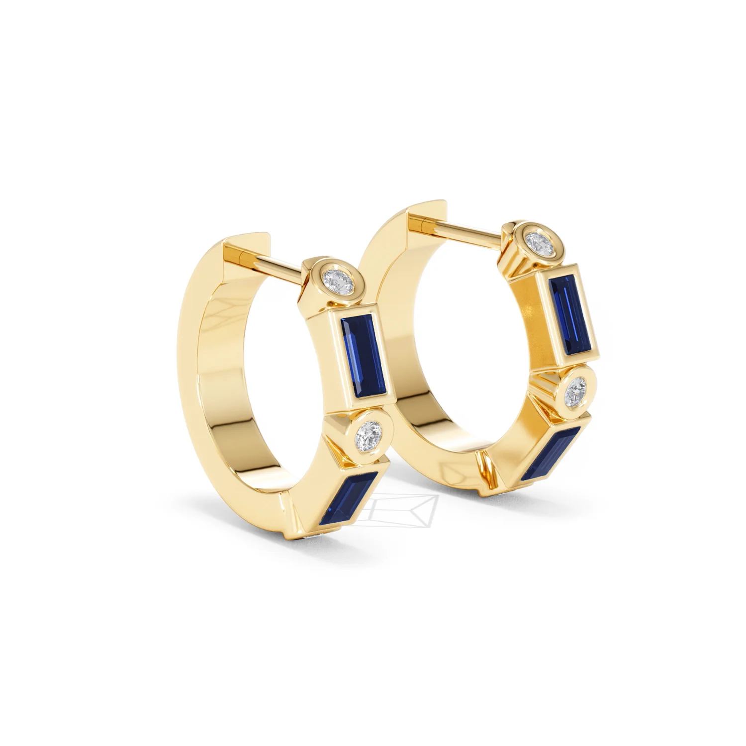 Forme 0.52ct Baguette Cut Lab Sapphire Huggie Earrings in 18K Gold Vermeil - Image 16