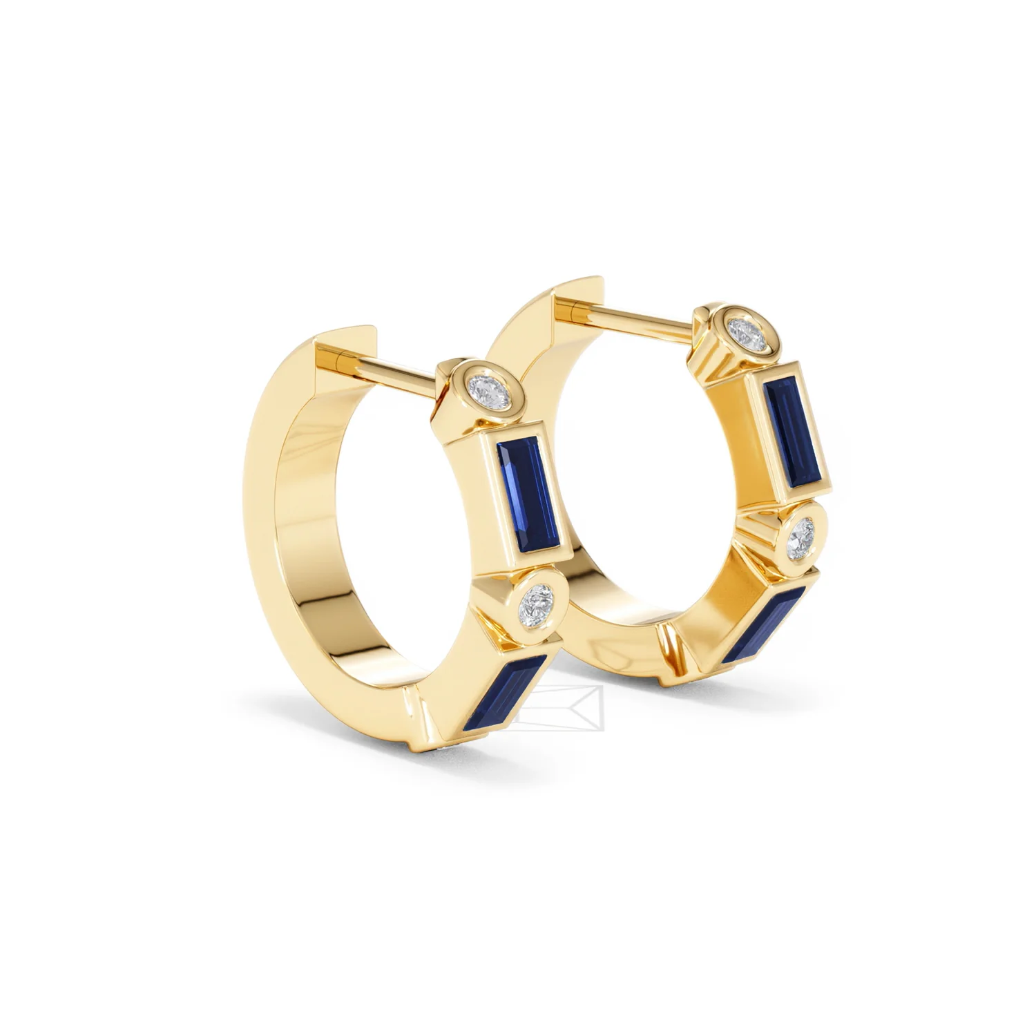 Forme 0.52ct Baguette Cut Lab Sapphire Huggie Earrings in 18K Gold Vermeil - Image 17