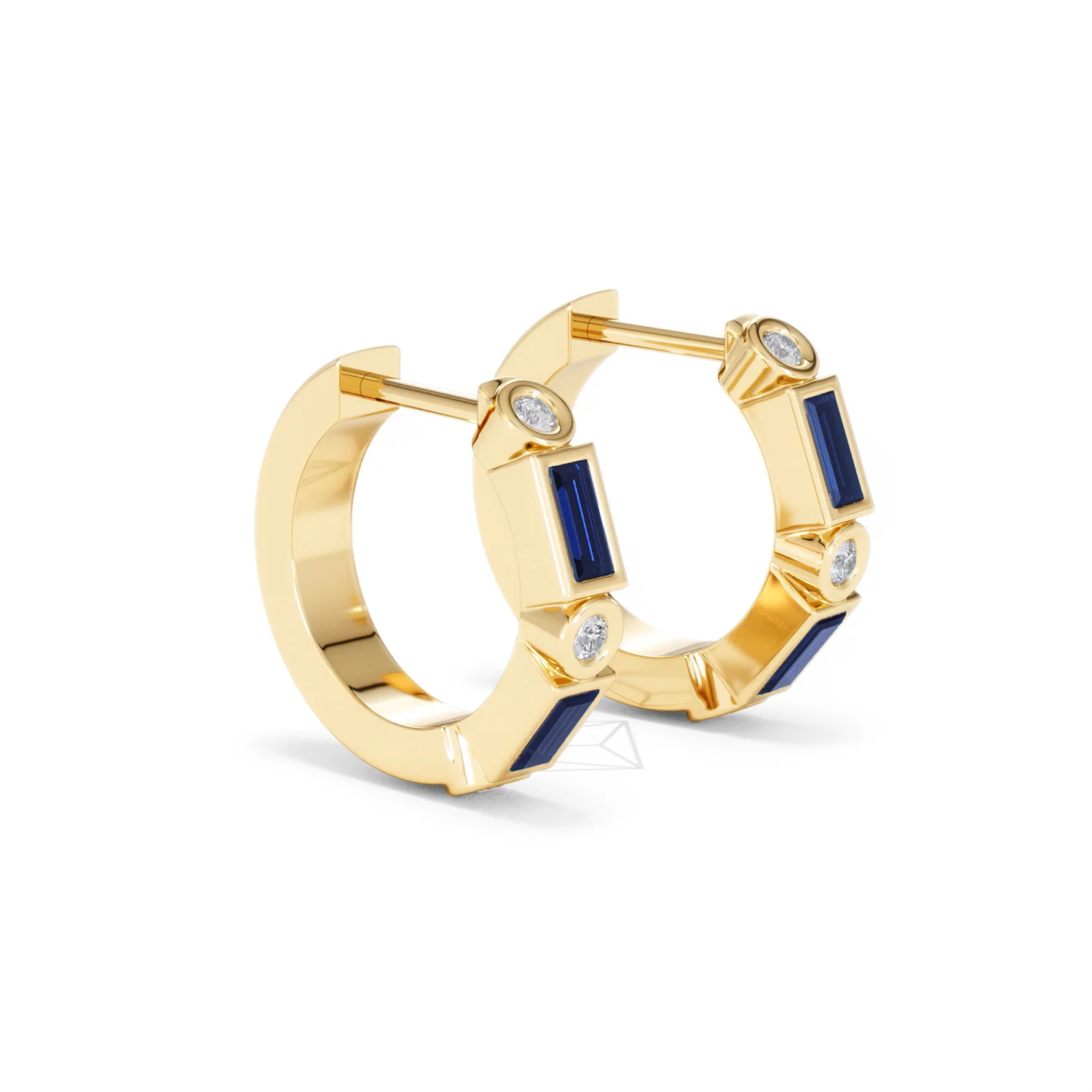 Forme 0.52ct Baguette Cut Lab Sapphire Huggie Earrings in 18K Gold Vermeil - Image 18