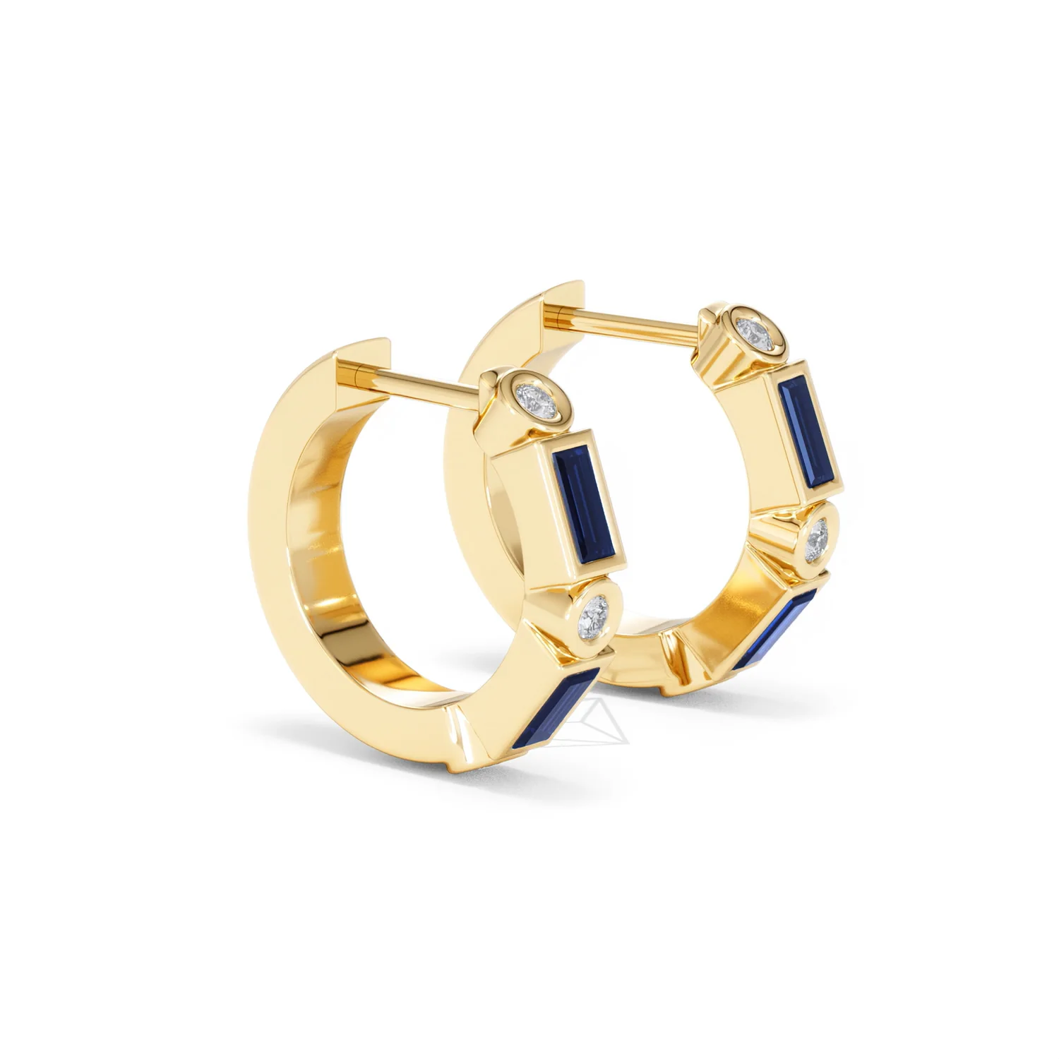 Forme 0.52ct Baguette Cut Lab Sapphire Huggie Earrings in 18K Gold Vermeil - Image 19