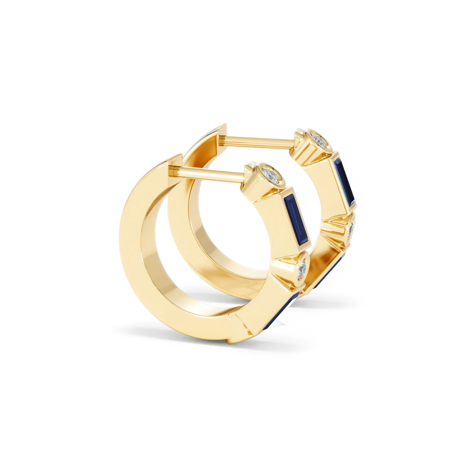 Forme 0.52ct Baguette Cut Lab Sapphire Huggie Earrings in 18K Gold Vermeil - Image 23