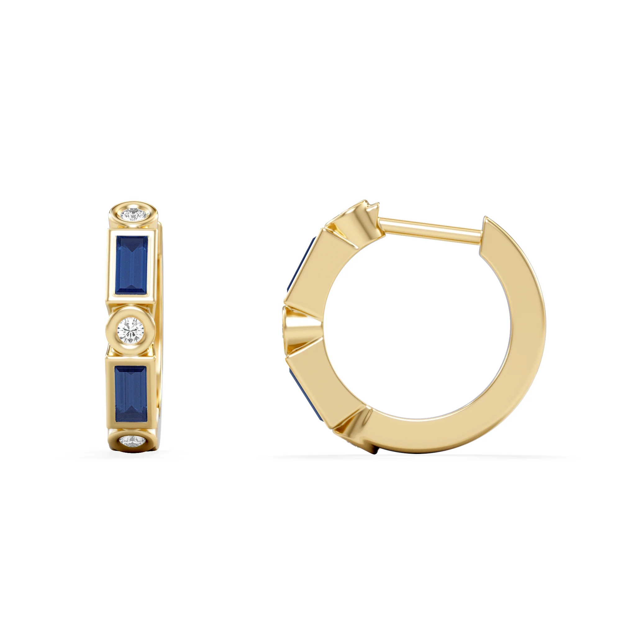Forme 0.52ct Baguette Cut Lab Sapphire Huggie Earrings in 18K Gold Vermeil - Image 5
