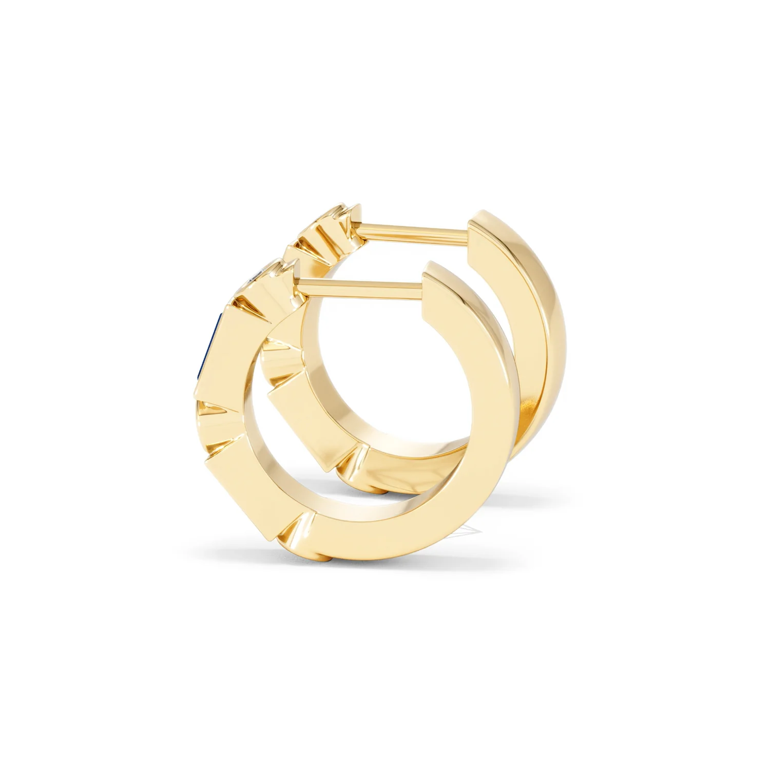 Forme 0.52ct Baguette Cut Lab Sapphire Huggie Earrings in 18K Gold Vermeil - Image 64