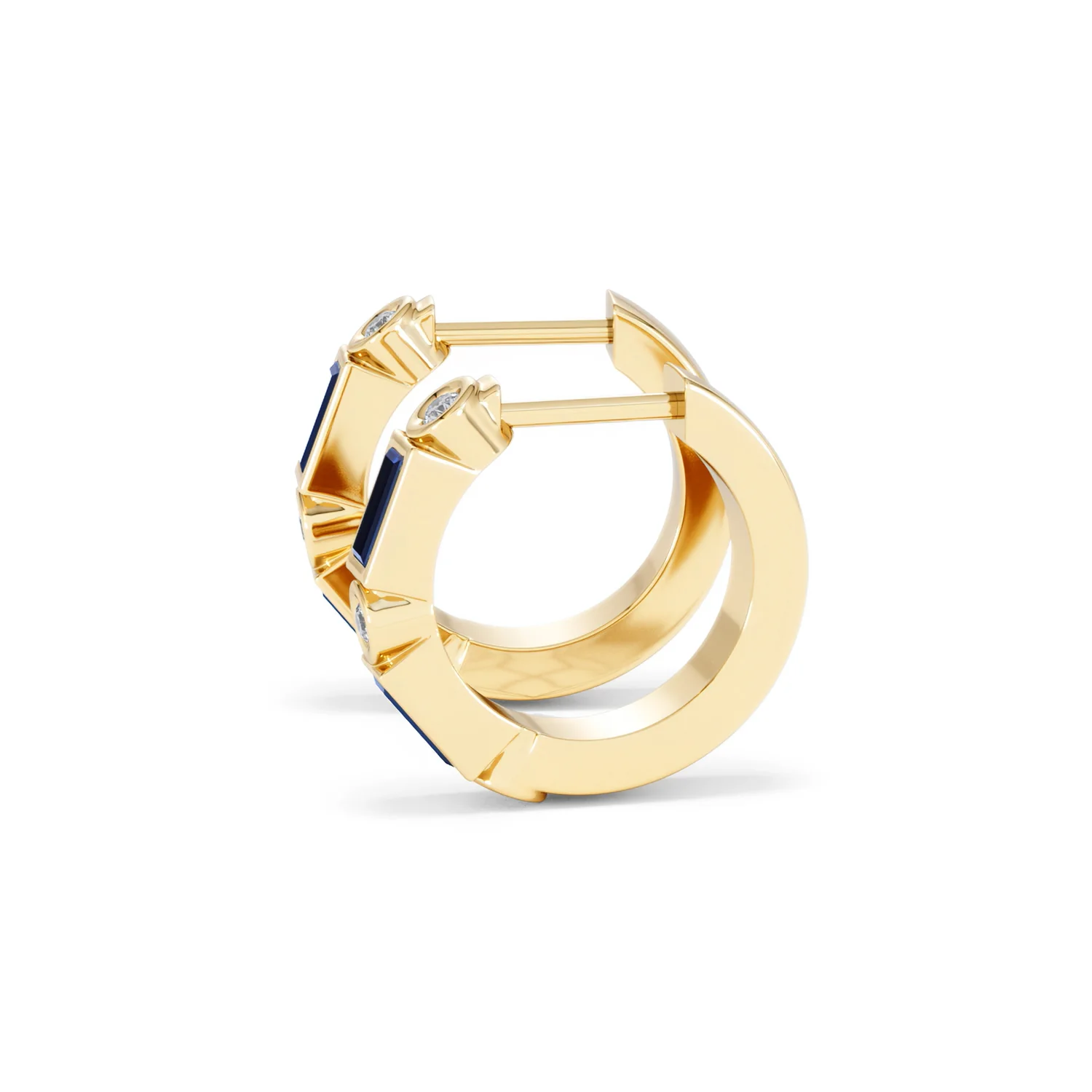 Forme 0.52ct Baguette Cut Lab Sapphire Huggie Earrings in 18K Gold Vermeil - Image 69