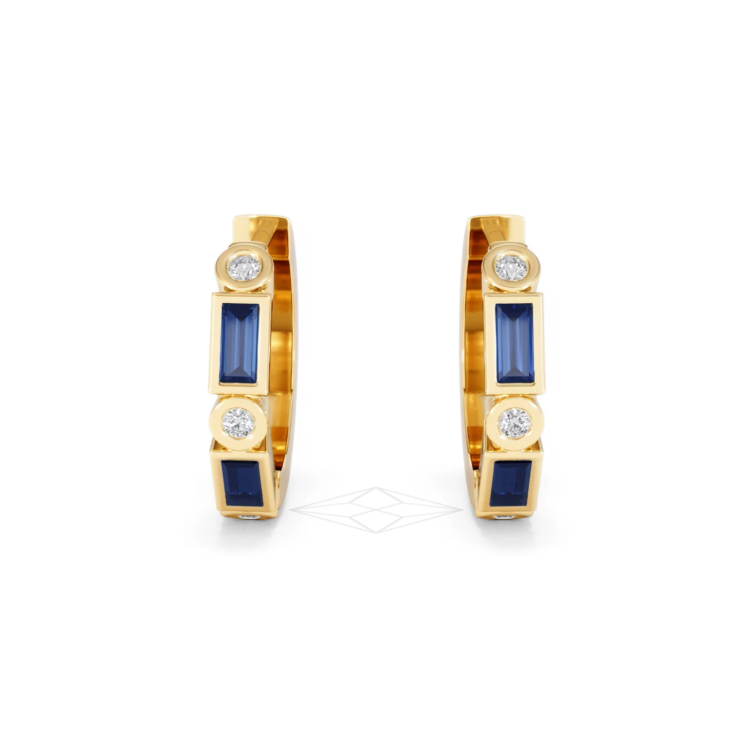 Forme 0.52ct Baguette Cut Lab Sapphire Huggie Earrings in 18K Gold Vermeil - Image 7