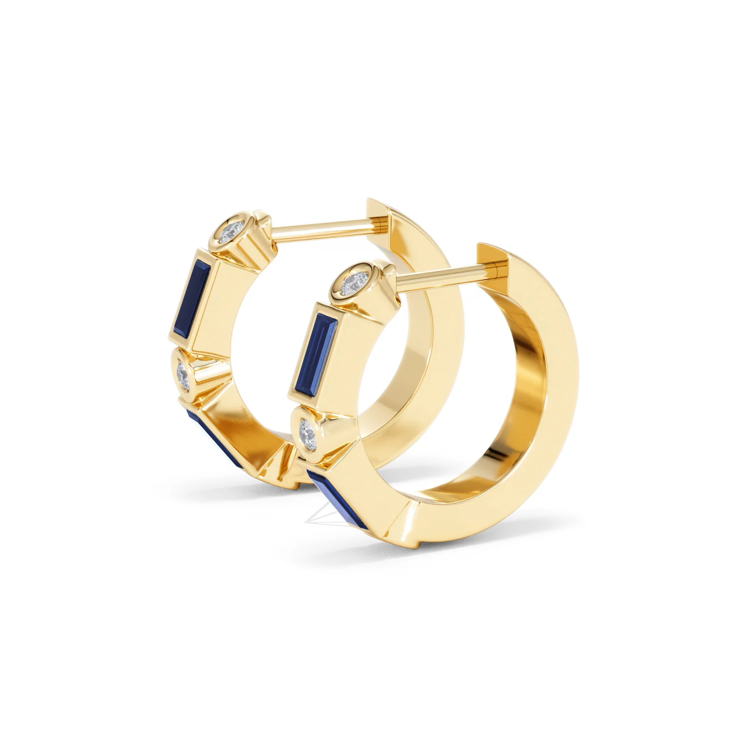 Forme 0.52ct Baguette Cut Lab Sapphire Huggie Earrings in 18K Gold Vermeil - Image 73
