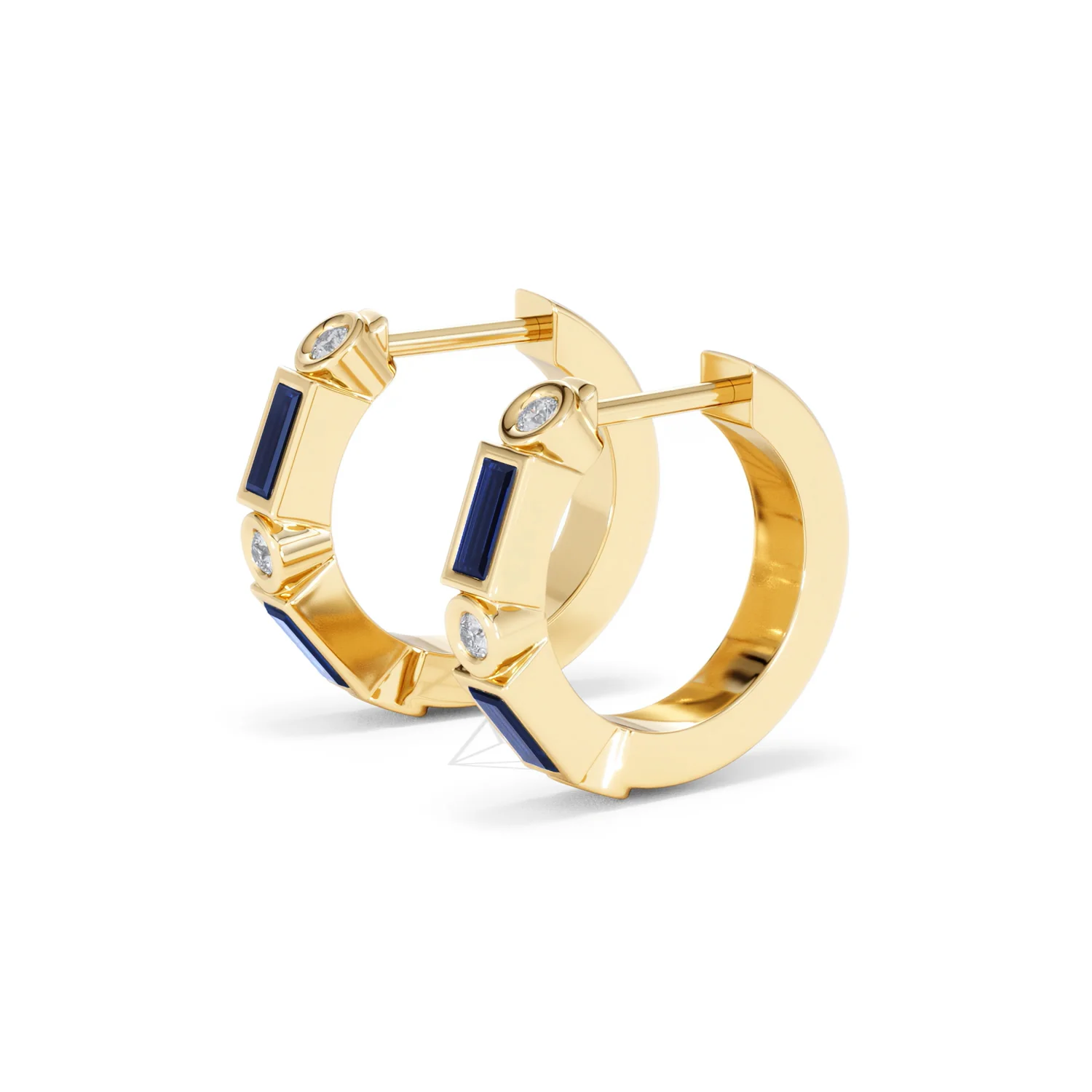 Forme 0.52ct Baguette Cut Lab Sapphire Huggie Earrings in 18K Gold Vermeil - Image 74