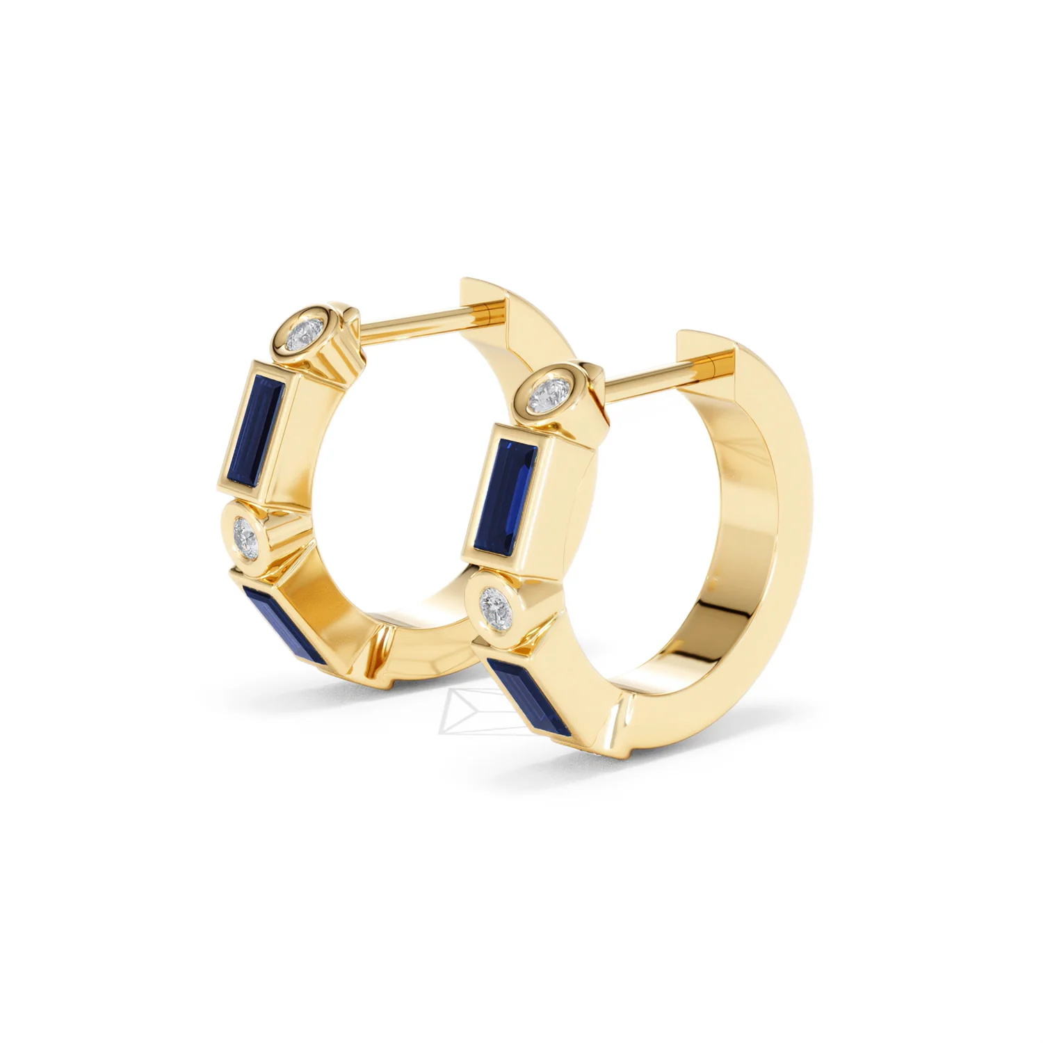 Forme 0.52ct Baguette Cut Lab Sapphire Huggie Earrings in 18K Gold Vermeil - Image 76