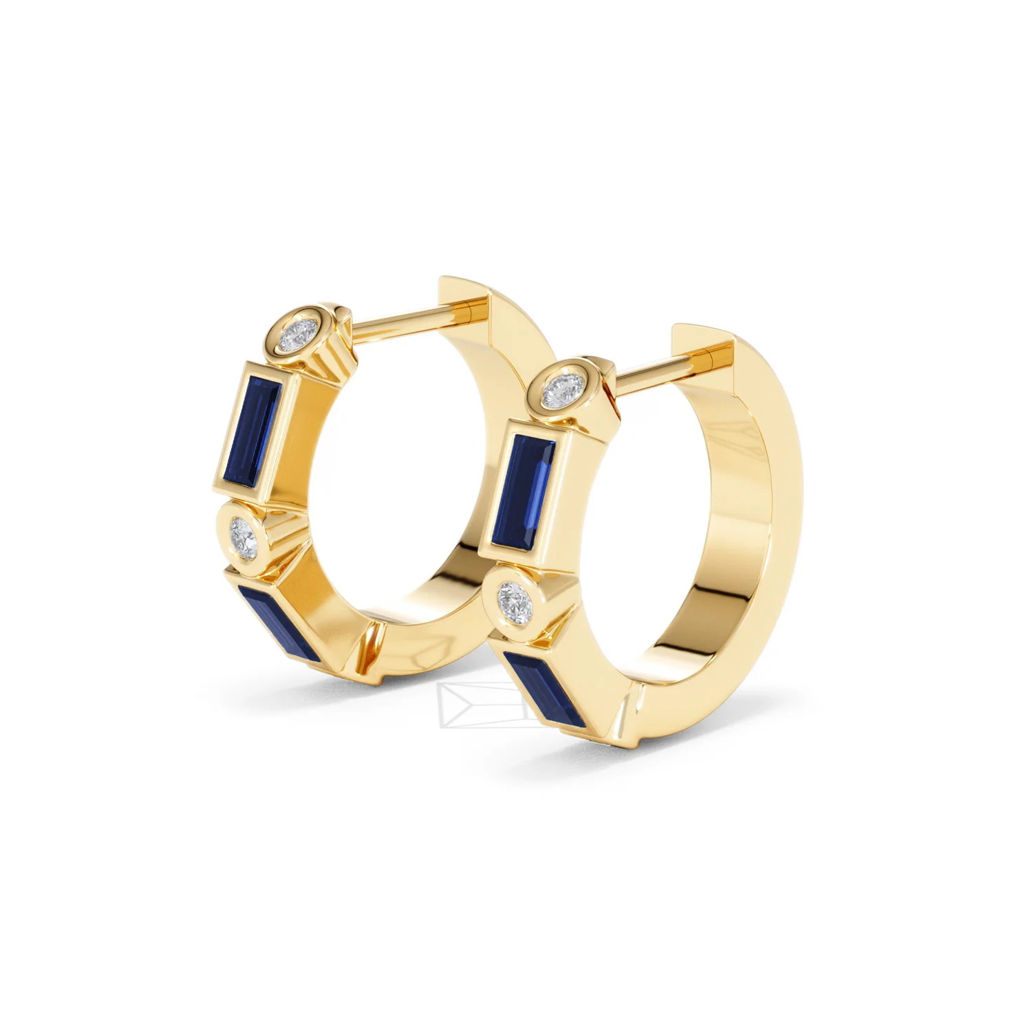 Forme 0.52ct Baguette Cut Lab Sapphire Huggie Earrings in 18K Gold Vermeil - Image 77