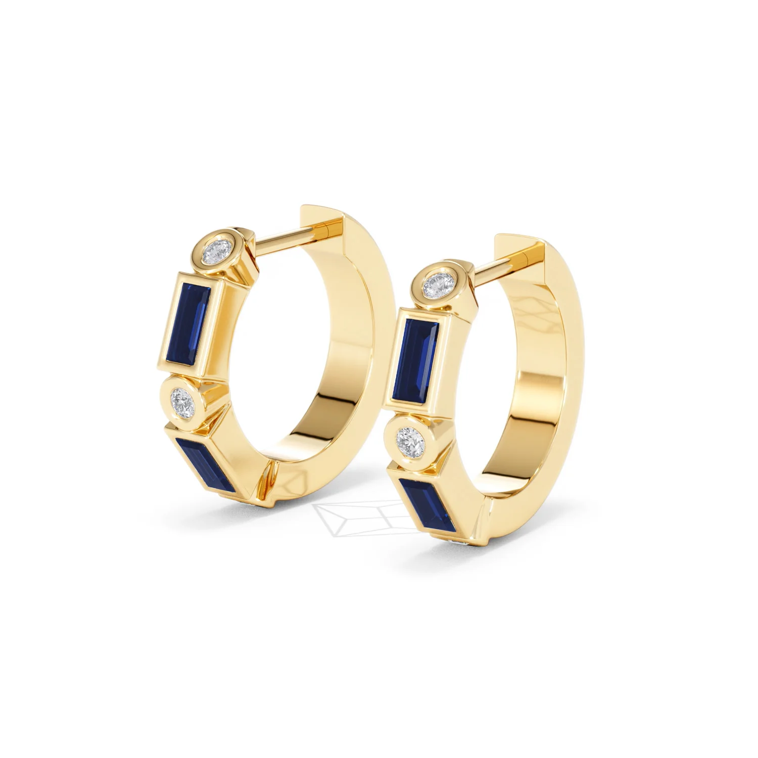 Forme 0.52ct Baguette Cut Lab Sapphire Huggie Earrings in 18K Gold Vermeil - Image 79