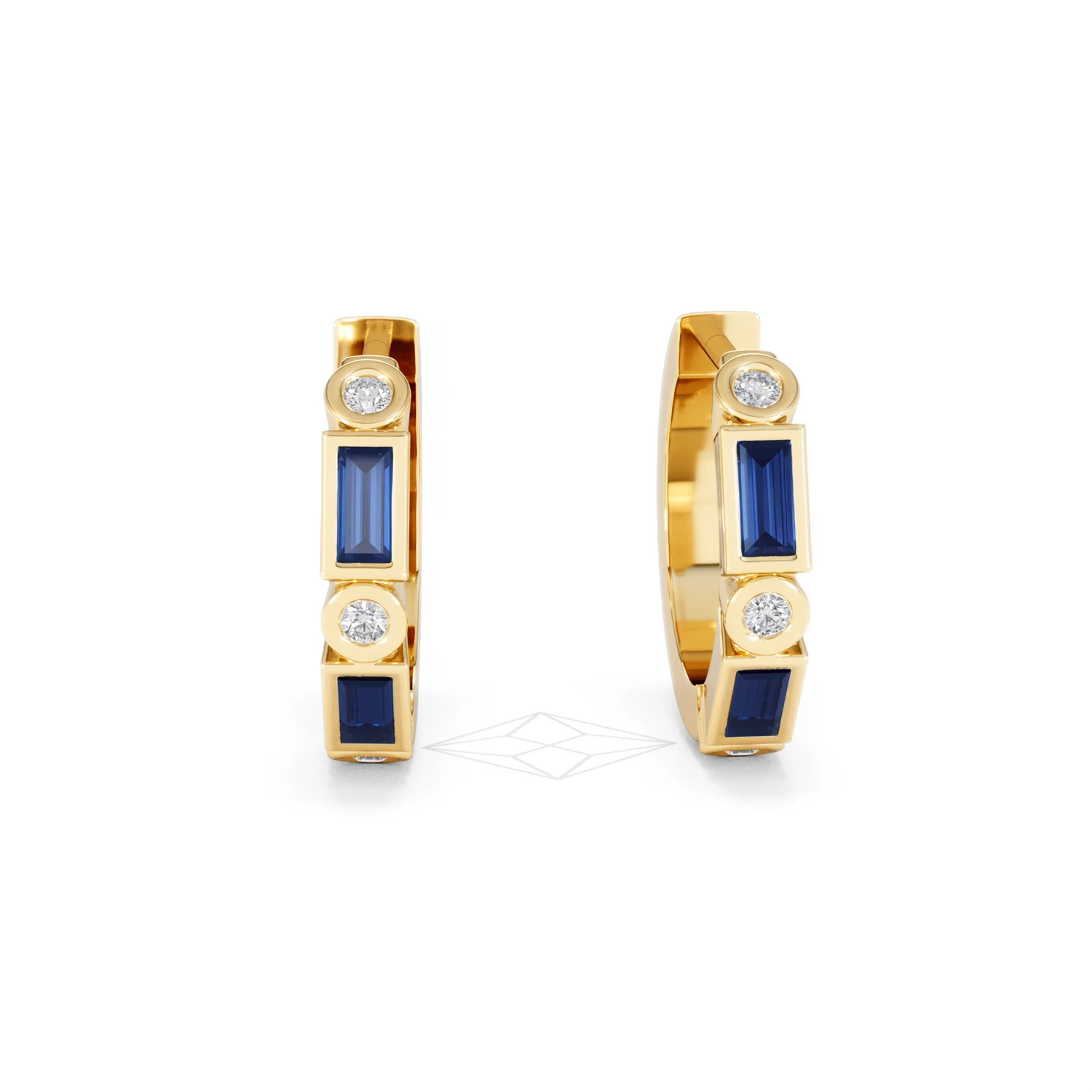 Forme 0.52ct Baguette Cut Lab Sapphire Huggie Earrings in 18K Gold Vermeil - Image 8