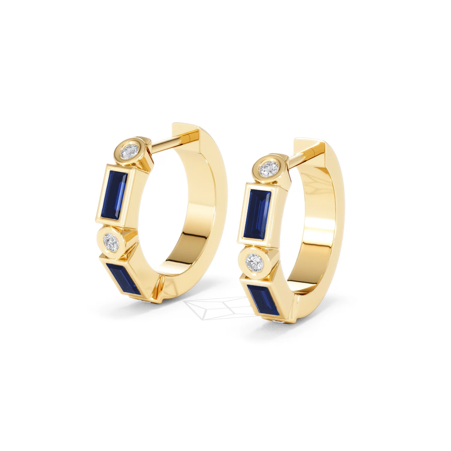 Forme 0.52ct Baguette Cut Lab Sapphire Huggie Earrings in 18K Gold Vermeil - Image 80