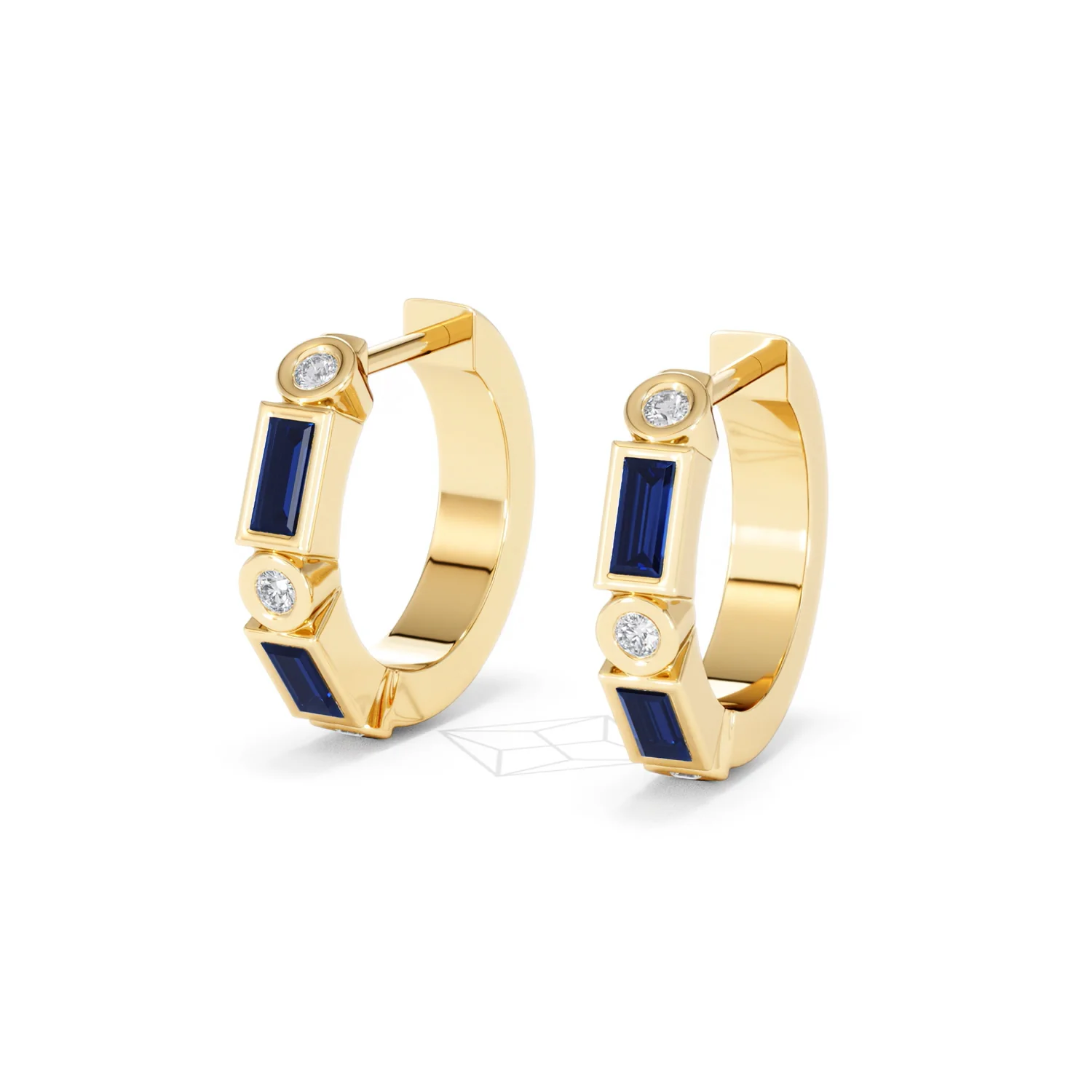 Forme 0.52ct Baguette Cut Lab Sapphire Huggie Earrings in 18K Gold Vermeil - Image 81