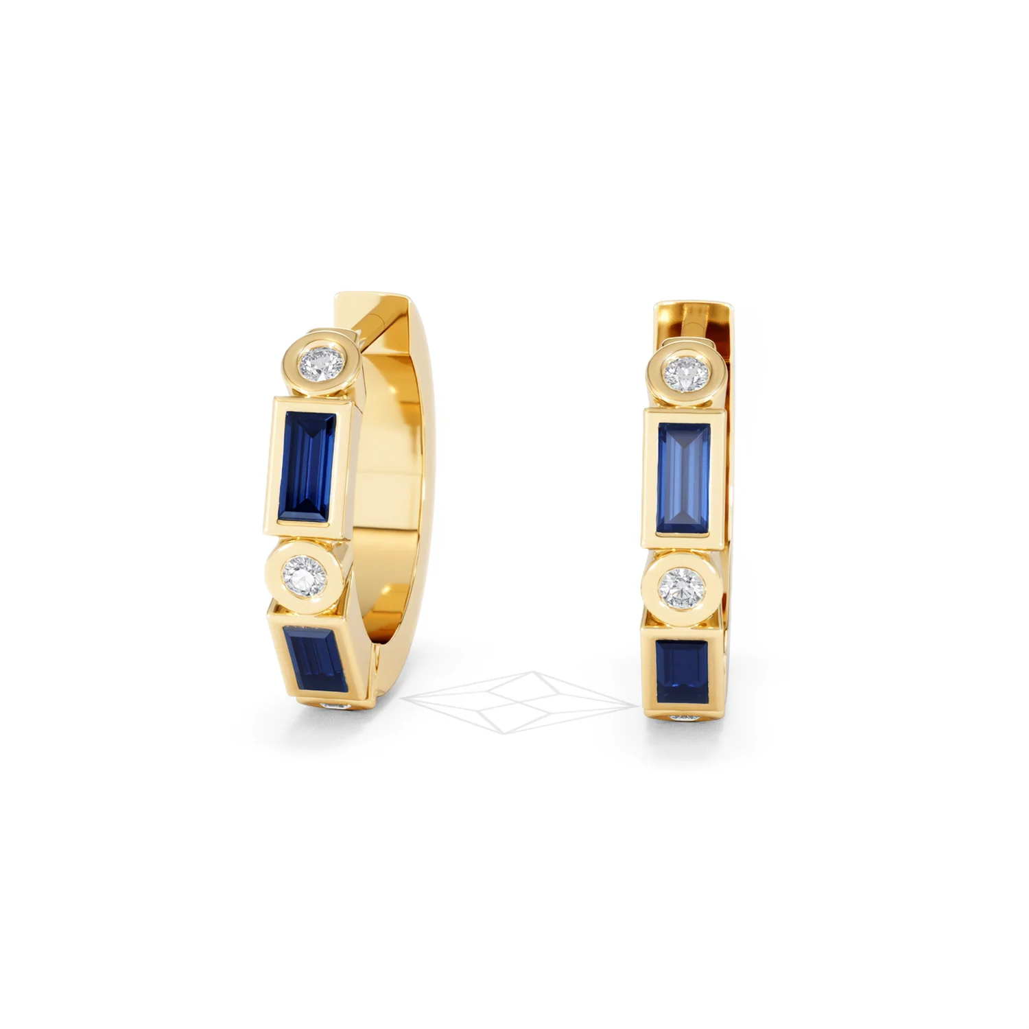 Forme 0.52ct Baguette Cut Lab Sapphire Huggie Earrings in 18K Gold Vermeil - Image 85
