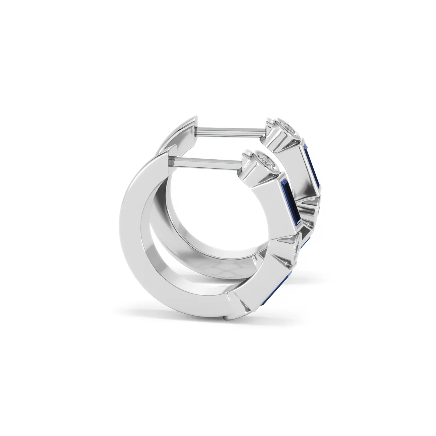 Forme 0.52ct Baguette Cut Lab Sapphire Huggie Earrings in Sterling Silver - Image 25