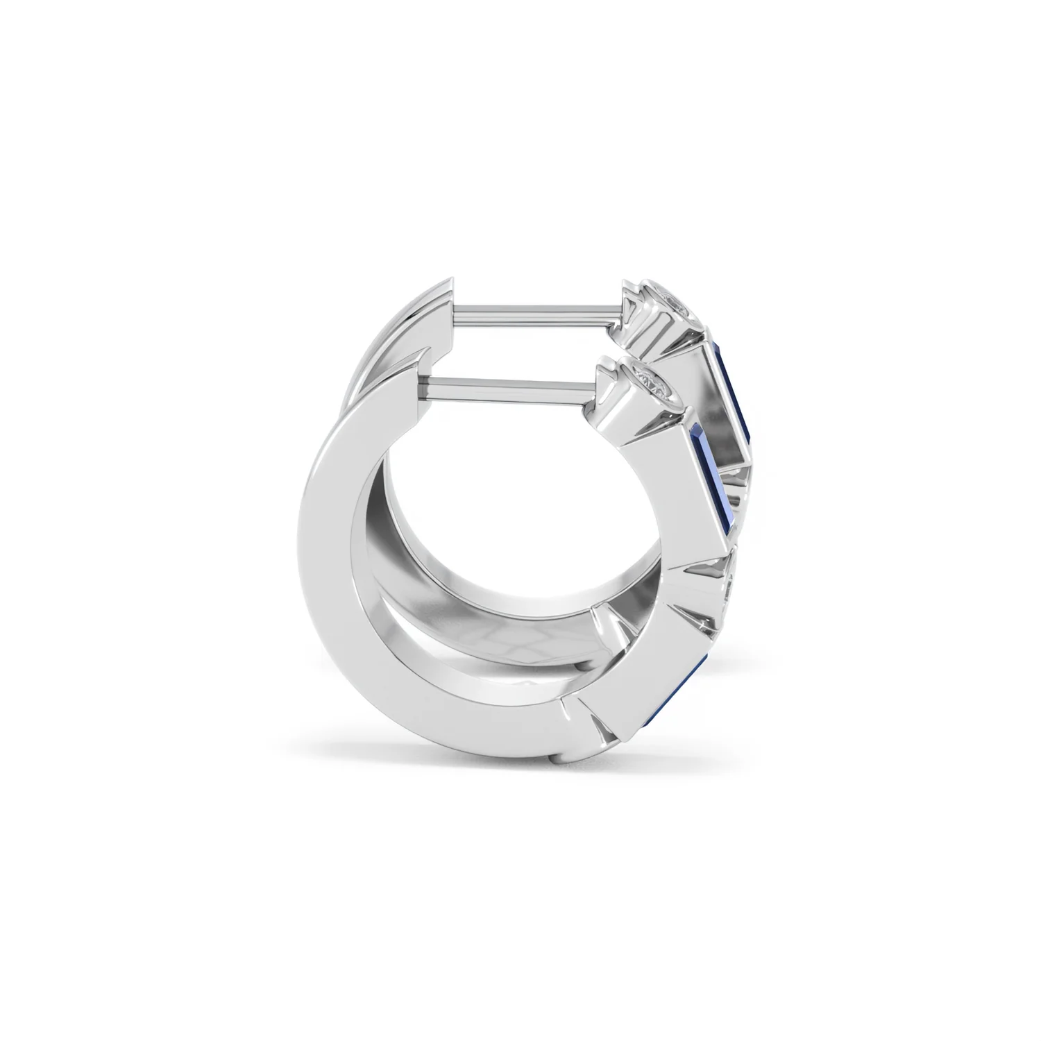 Forme 0.52ct Baguette Cut Lab Sapphire Huggie Earrings in Sterling Silver - Image 26