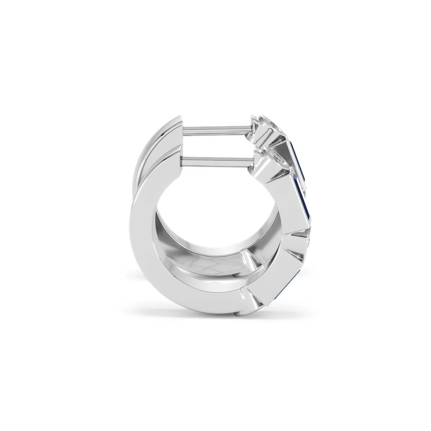 Forme 0.52ct Baguette Cut Lab Sapphire Huggie Earrings in Sterling Silver - Image 27