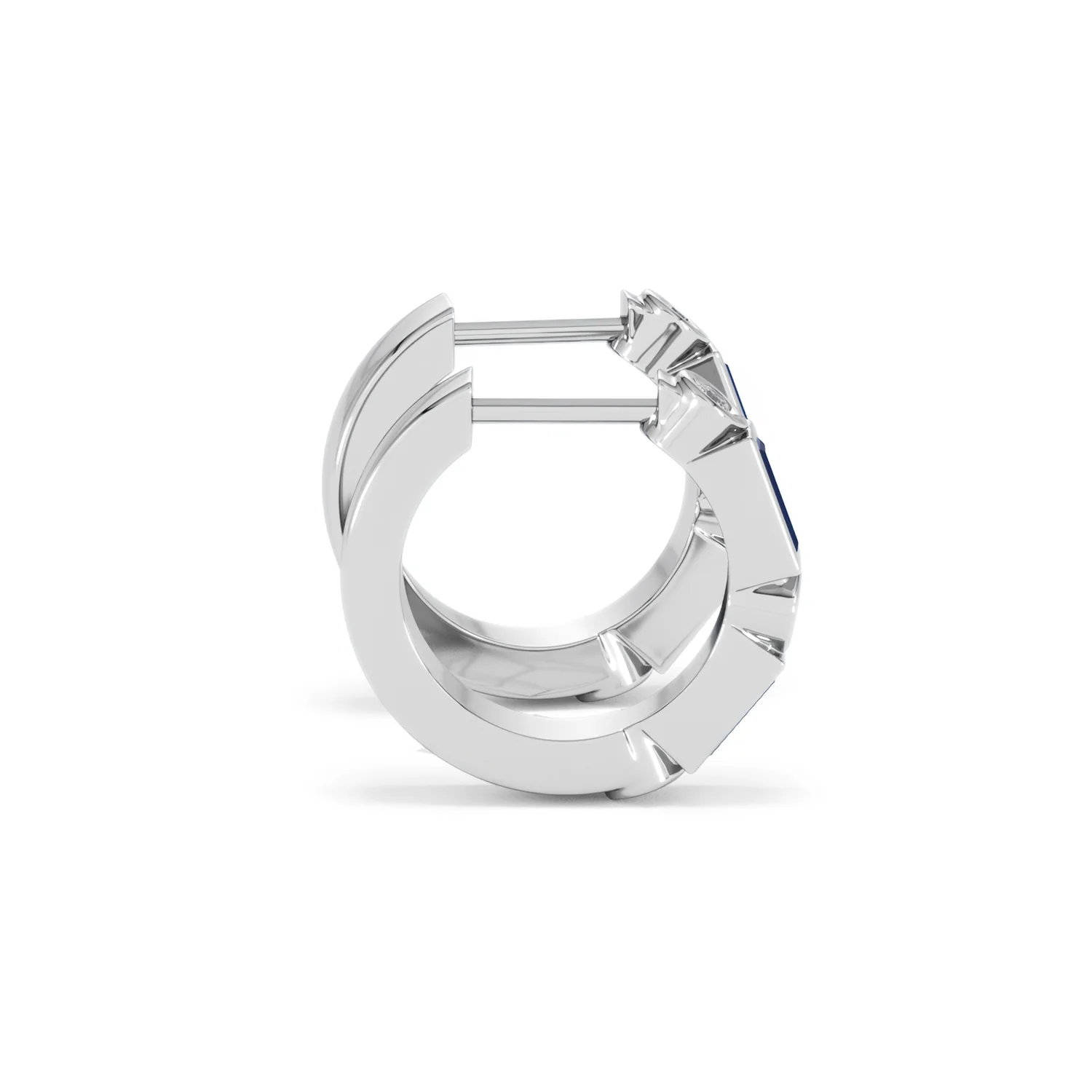 Forme 0.52ct Baguette Cut Lab Sapphire Huggie Earrings in Sterling Silver - Image 28