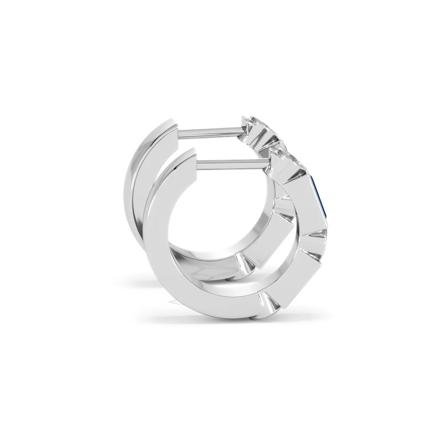 Forme 0.52ct Baguette Cut Lab Sapphire Huggie Earrings in Sterling Silver - Image 29