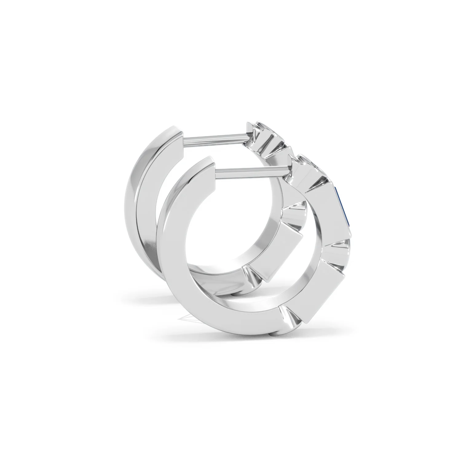 Forme 0.52ct Baguette Cut Lab Sapphire Huggie Earrings in Sterling Silver - Image 30