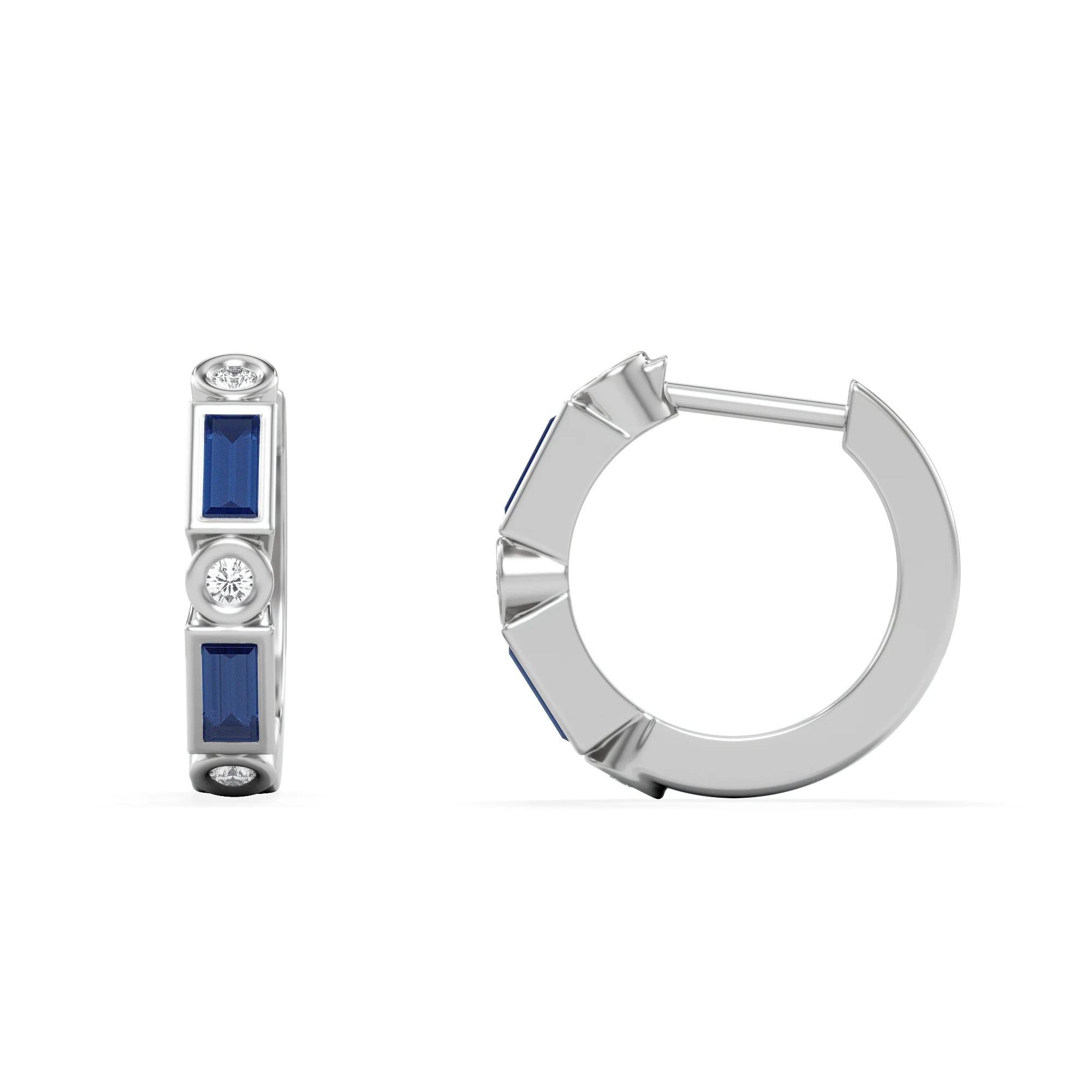 Forme 0.52ct Baguette Cut Lab Sapphire Huggie Earrings in Sterling Silver - Image 5