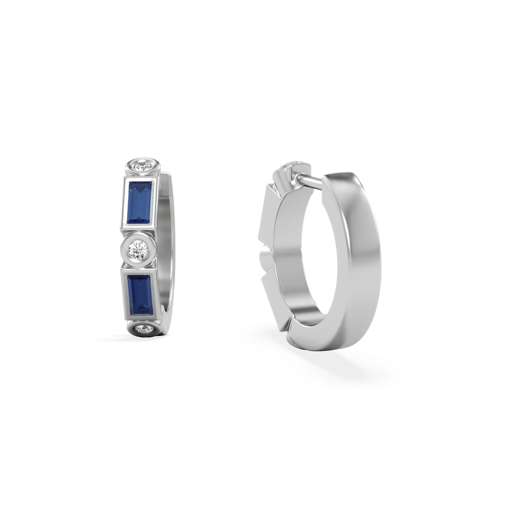 Forme 0.52ct Baguette Cut Lab Sapphire Huggie Earrings in Sterling Silver - Image 6