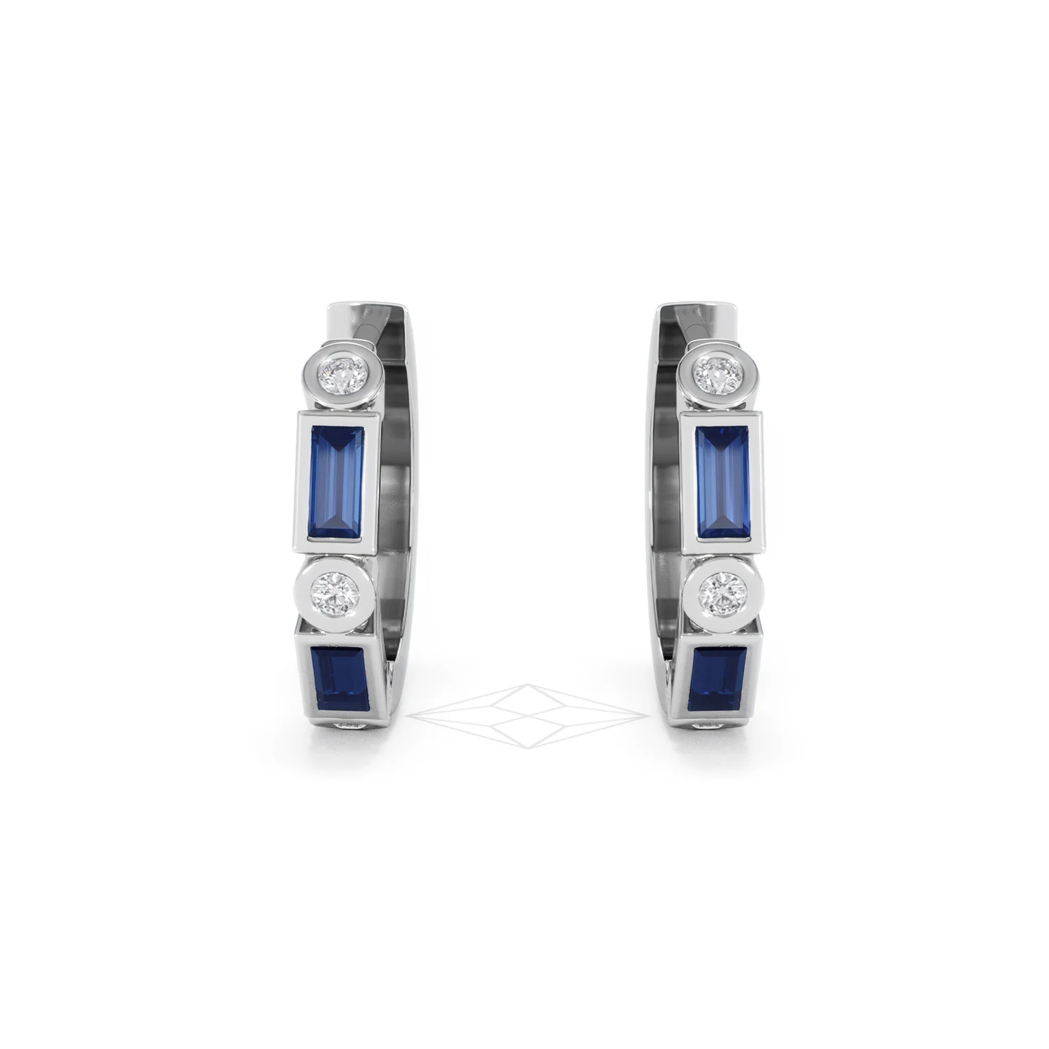 Forme 0.52ct Baguette Cut Lab Sapphire Huggie Earrings in Sterling Silver - Image 7