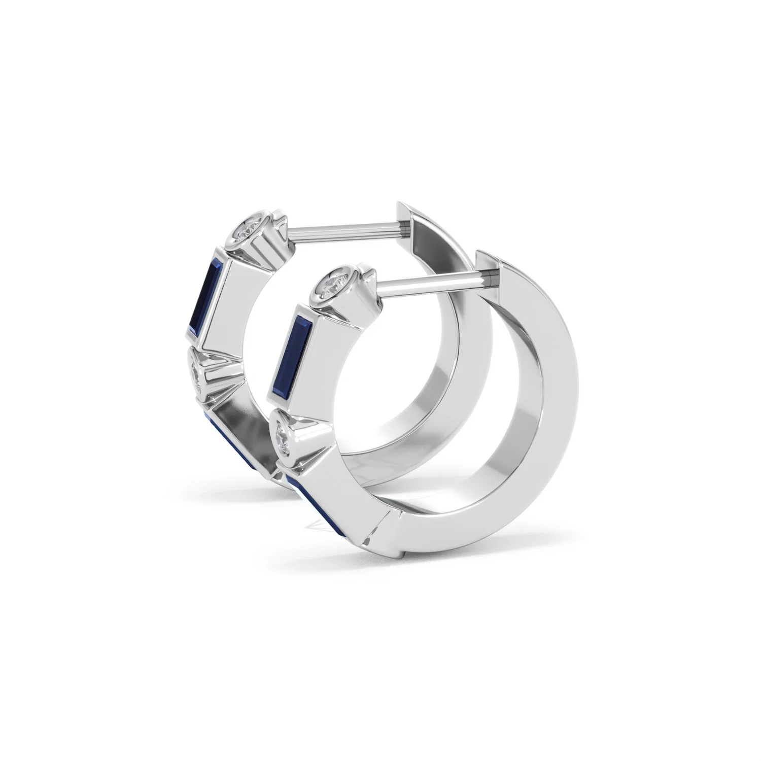 Forme 0.52ct Baguette Cut Lab Sapphire Huggie Earrings in Sterling Silver - Image 71