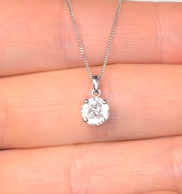 Galileo 1.00ct Solitaire Look Diamond 0.41ct 18K White Gold Necklace - Image 4