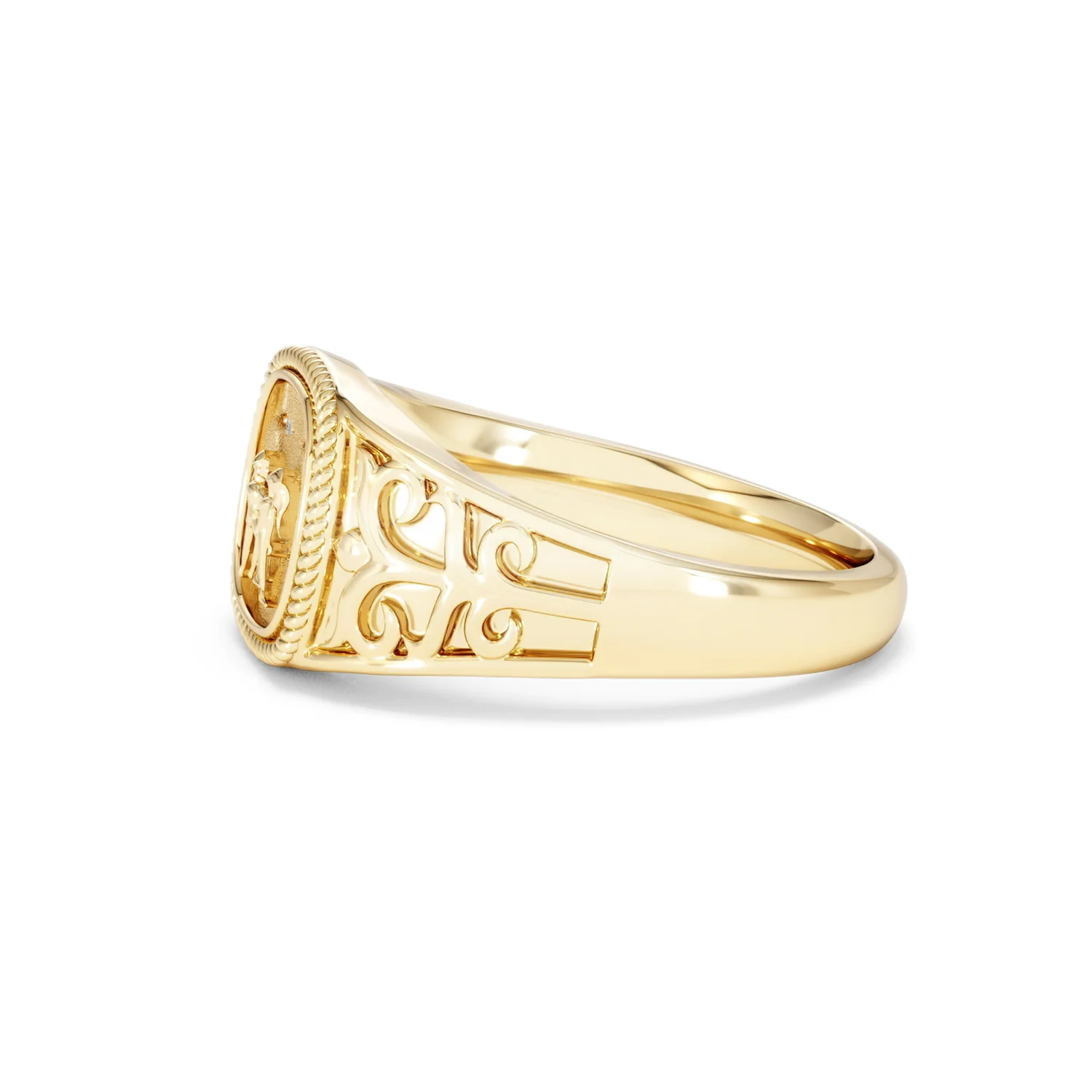 Gemini Zodiac 0.01ct Lab Diamond Signet Ring in 18K Gold Vermeil - Image 70