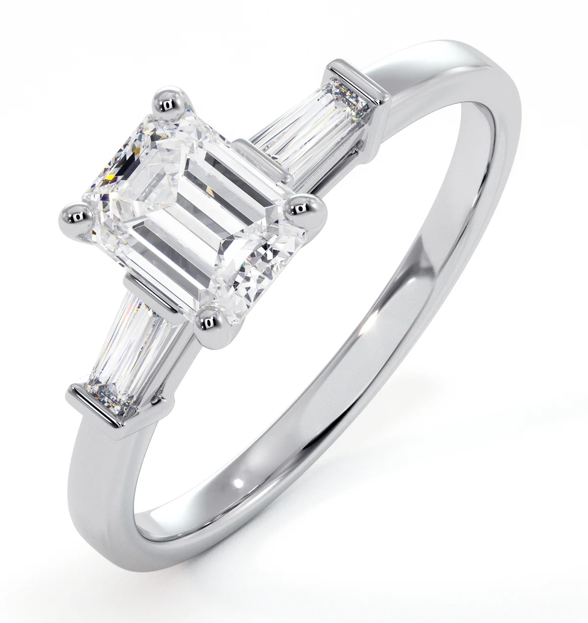 Genevieve Emerald Cut Diamond Ring in Platinum 0.90ct G/VS2