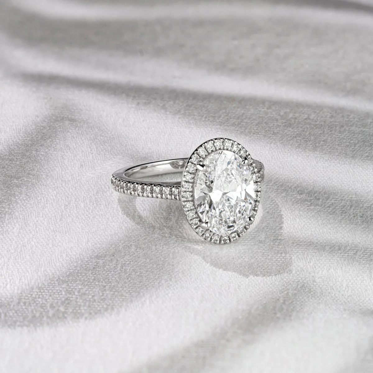 Georgina 3.50ct Lab Diamond Oval Cut Engagement Ring in 18K White Gold G/VS1 - Image 6