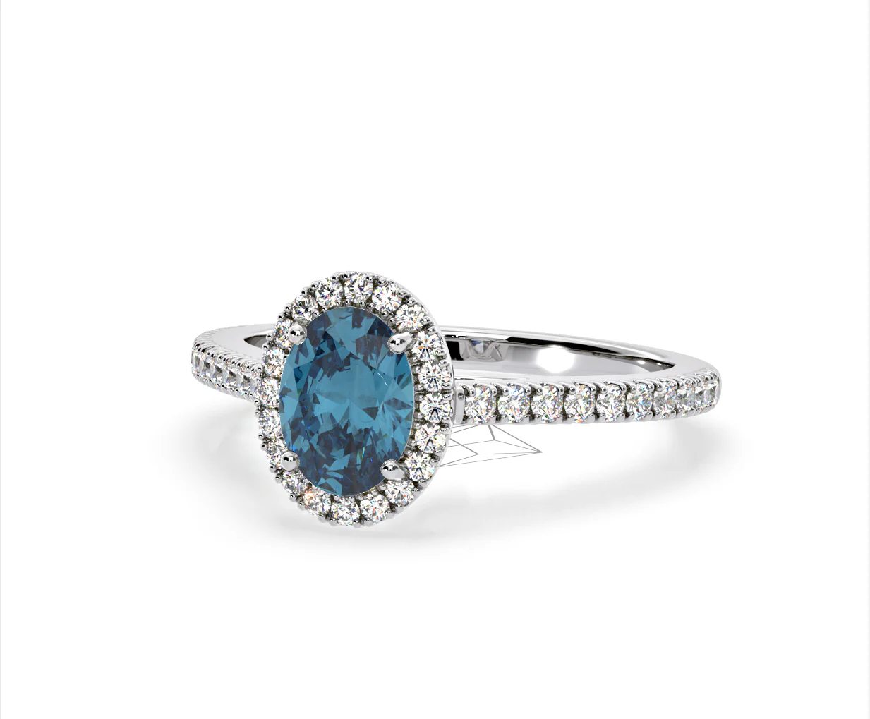 Georgina Blue Lab Diamond Oval Halo 1.60ct Ring in Platinum - Elara Collection - Image 11
