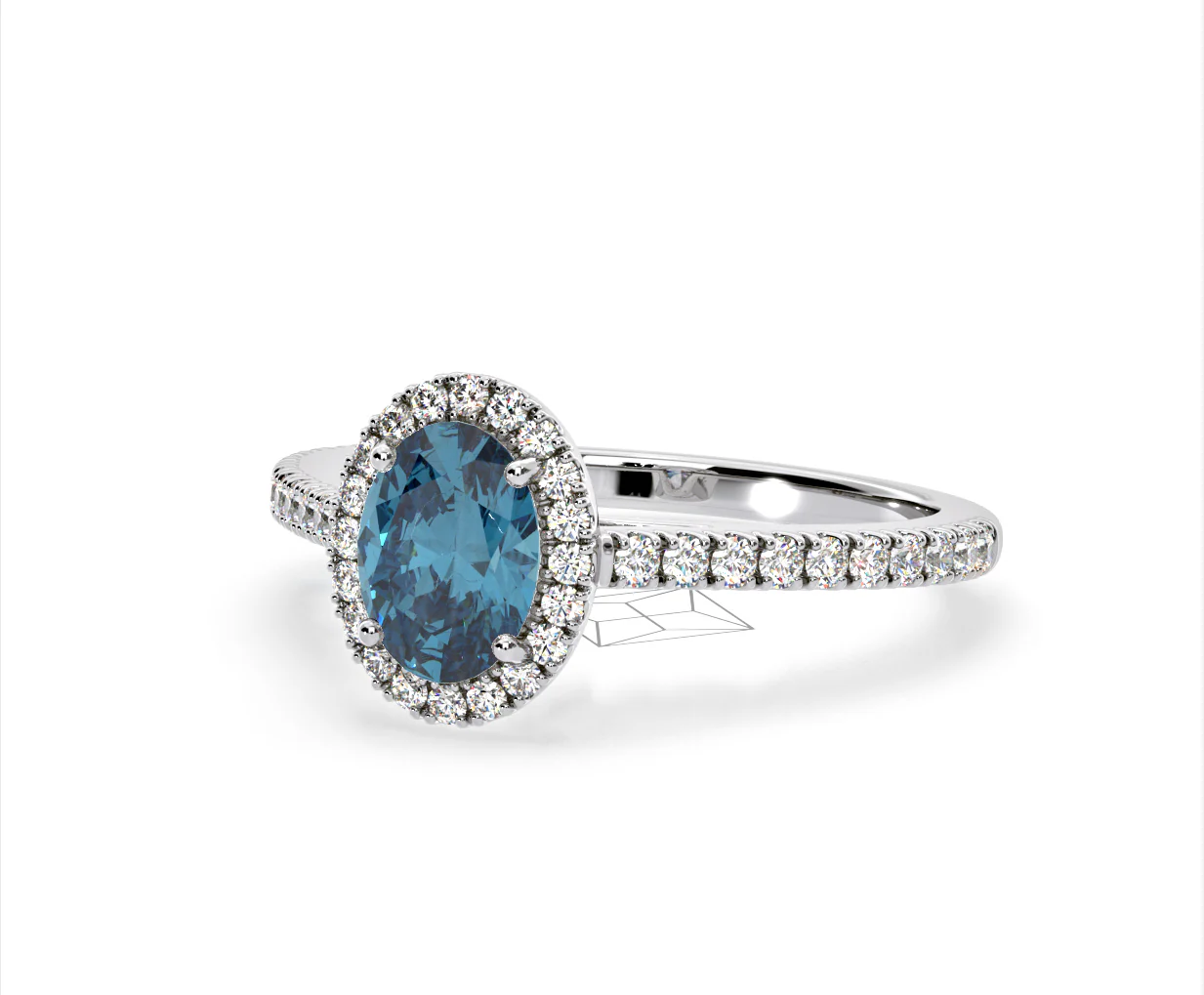 Georgina Blue Lab Diamond Oval Halo 1.60ct Ring in Platinum - Elara Collection - Image 12