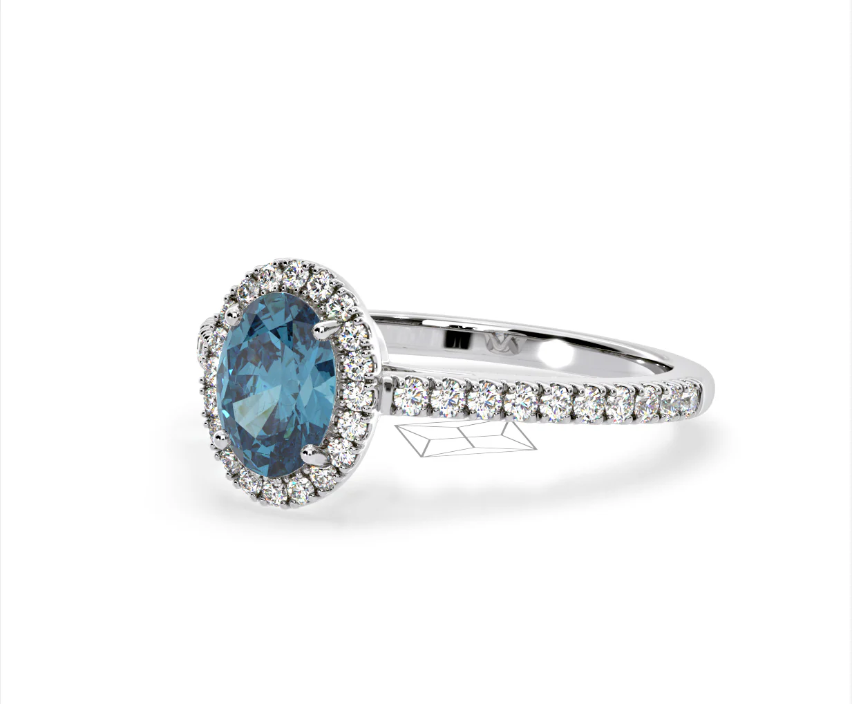 Georgina Blue Lab Diamond Oval Halo 1.60ct Ring in Platinum - Elara Collection - Image 14
