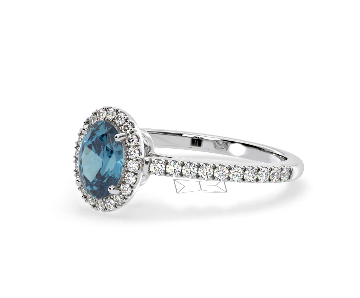 Georgina Blue Lab Diamond Oval Halo 1.60ct Ring in Platinum - Elara Collection - Image 16
