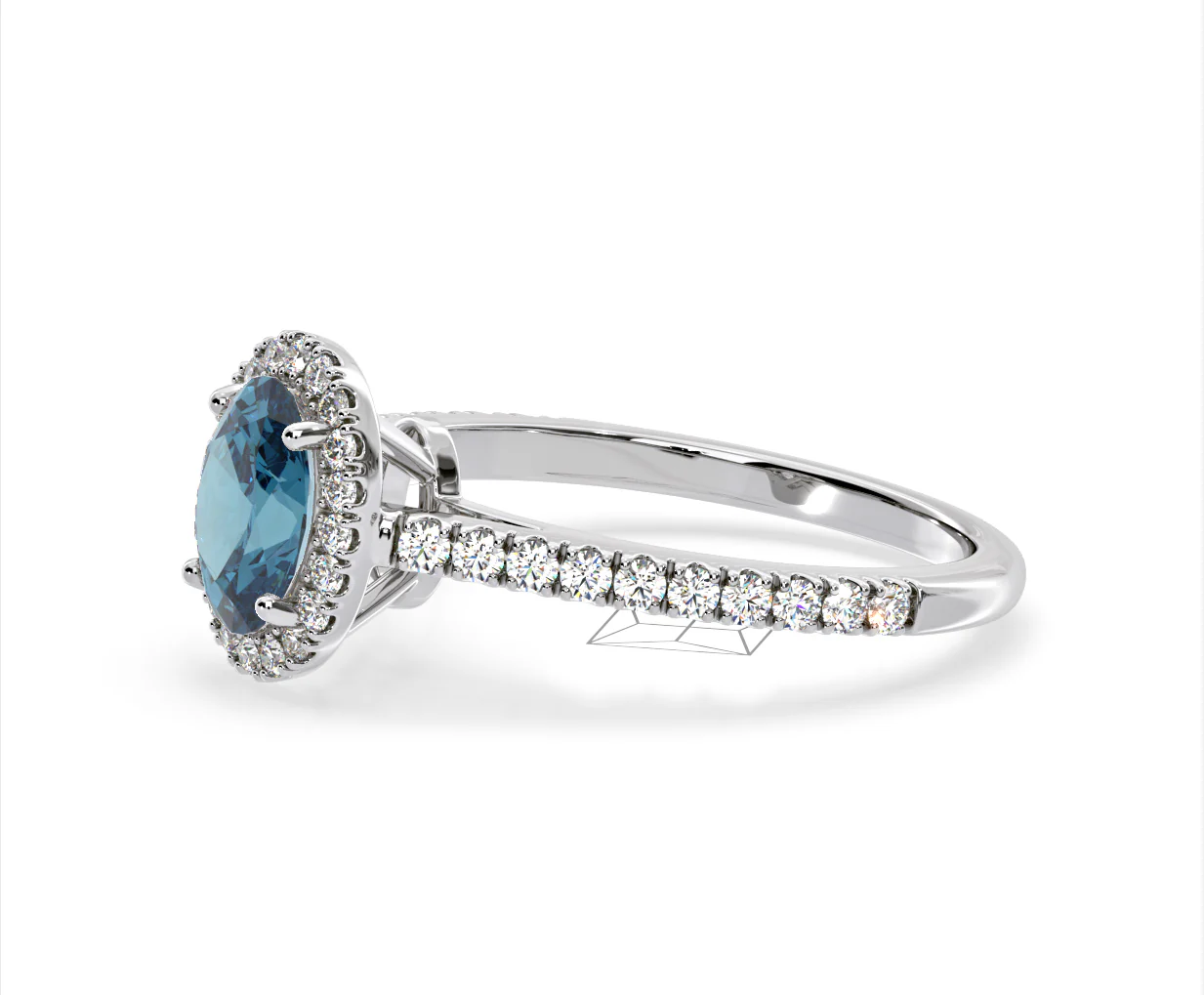 Georgina Blue Lab Diamond Oval Halo 1.60ct Ring in Platinum - Elara Collection - Image 20