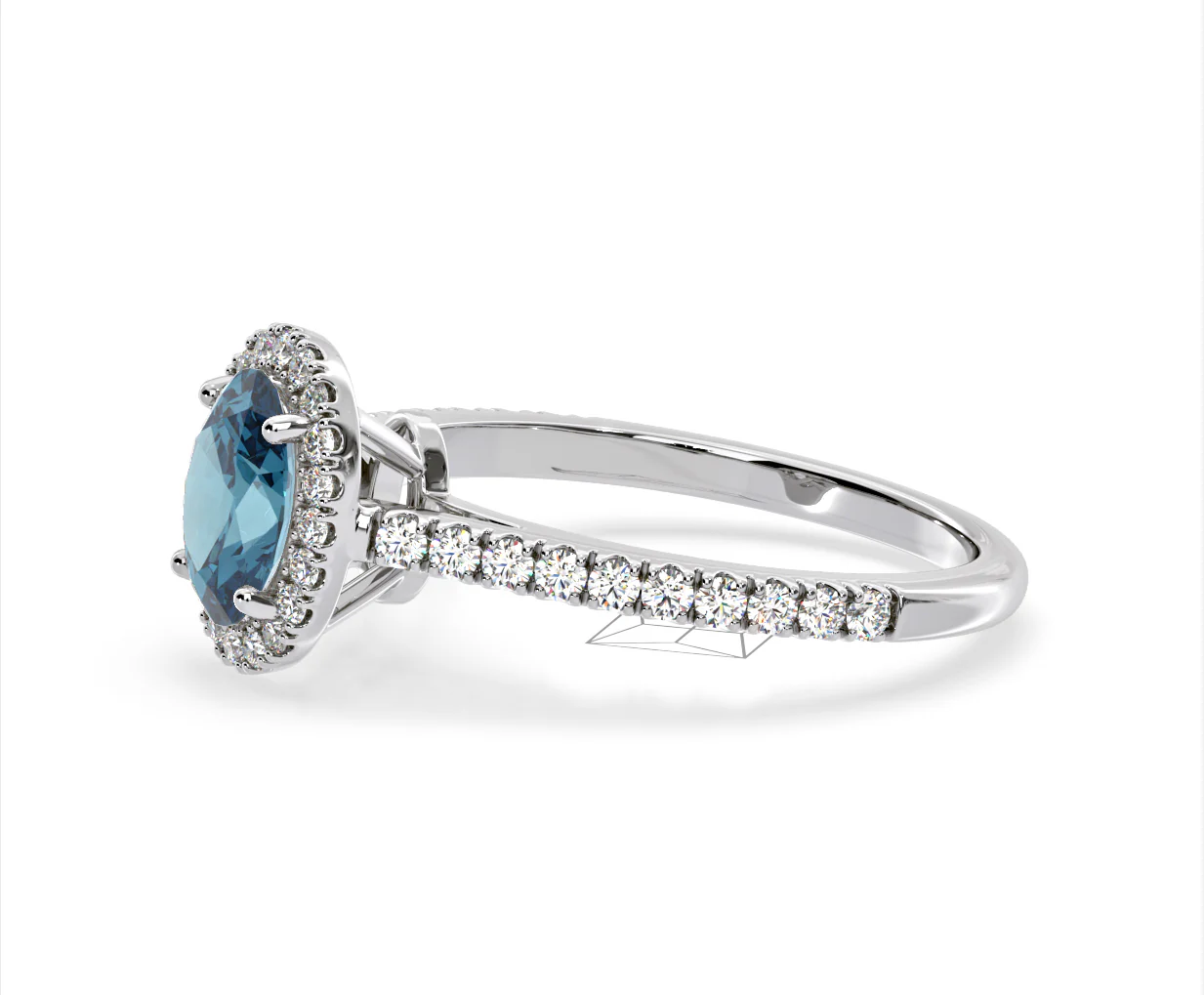 Georgina Blue Lab Diamond Oval Halo 1.60ct Ring in Platinum - Elara Collection - Image 21