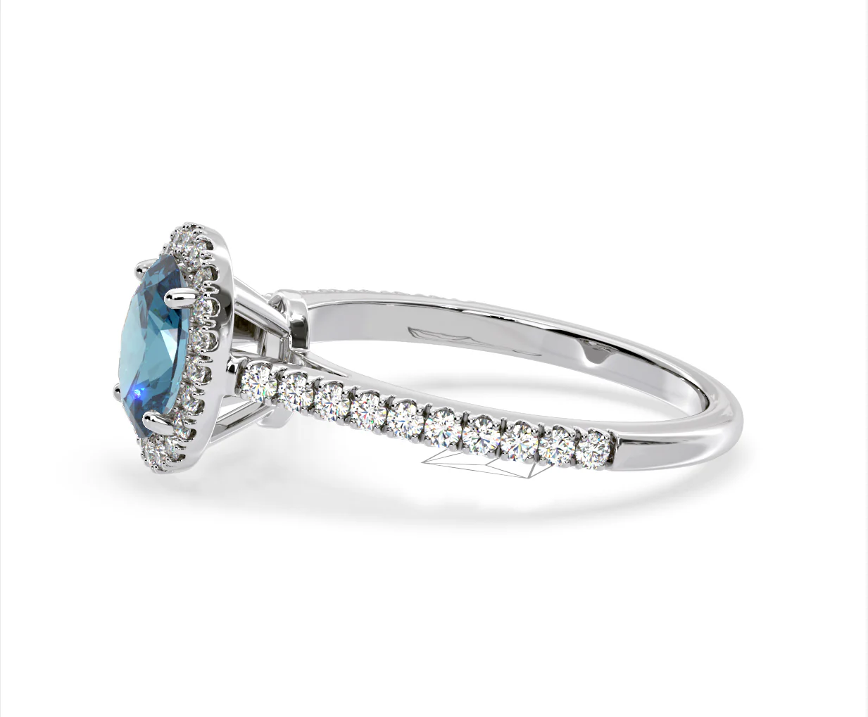 Georgina Blue Lab Diamond Oval Halo 1.60ct Ring in Platinum - Elara Collection - Image 23