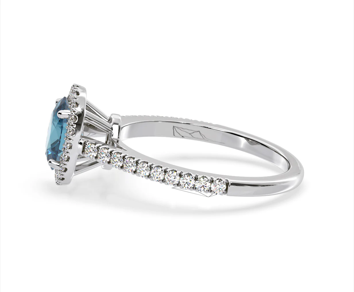 Georgina Blue Lab Diamond Oval Halo 1.60ct Ring in Platinum - Elara Collection - Image 26