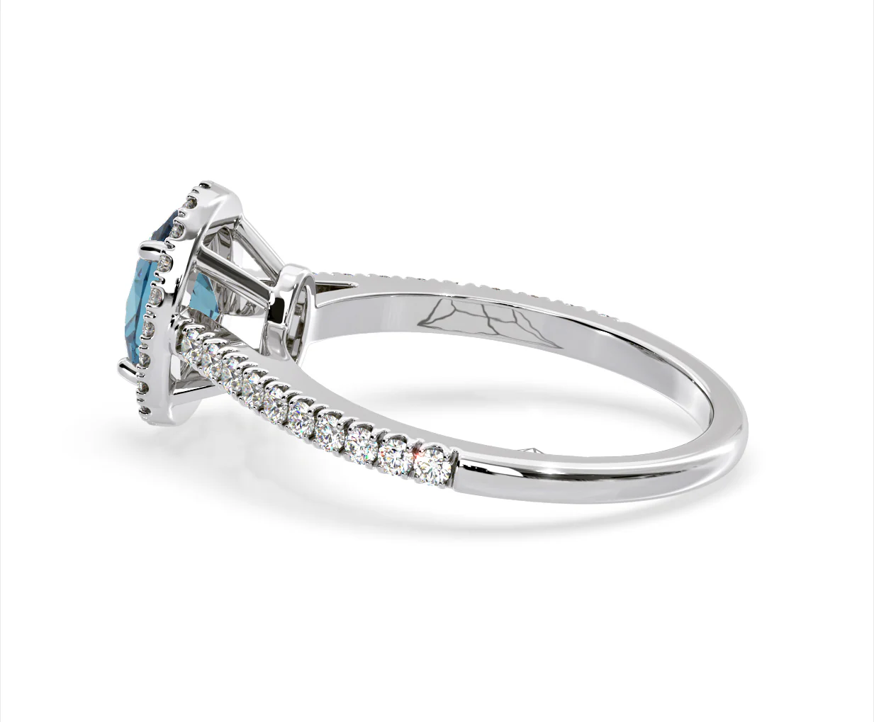 Georgina Blue Lab Diamond Oval Halo 1.60ct Ring in Platinum - Elara Collection - Image 31