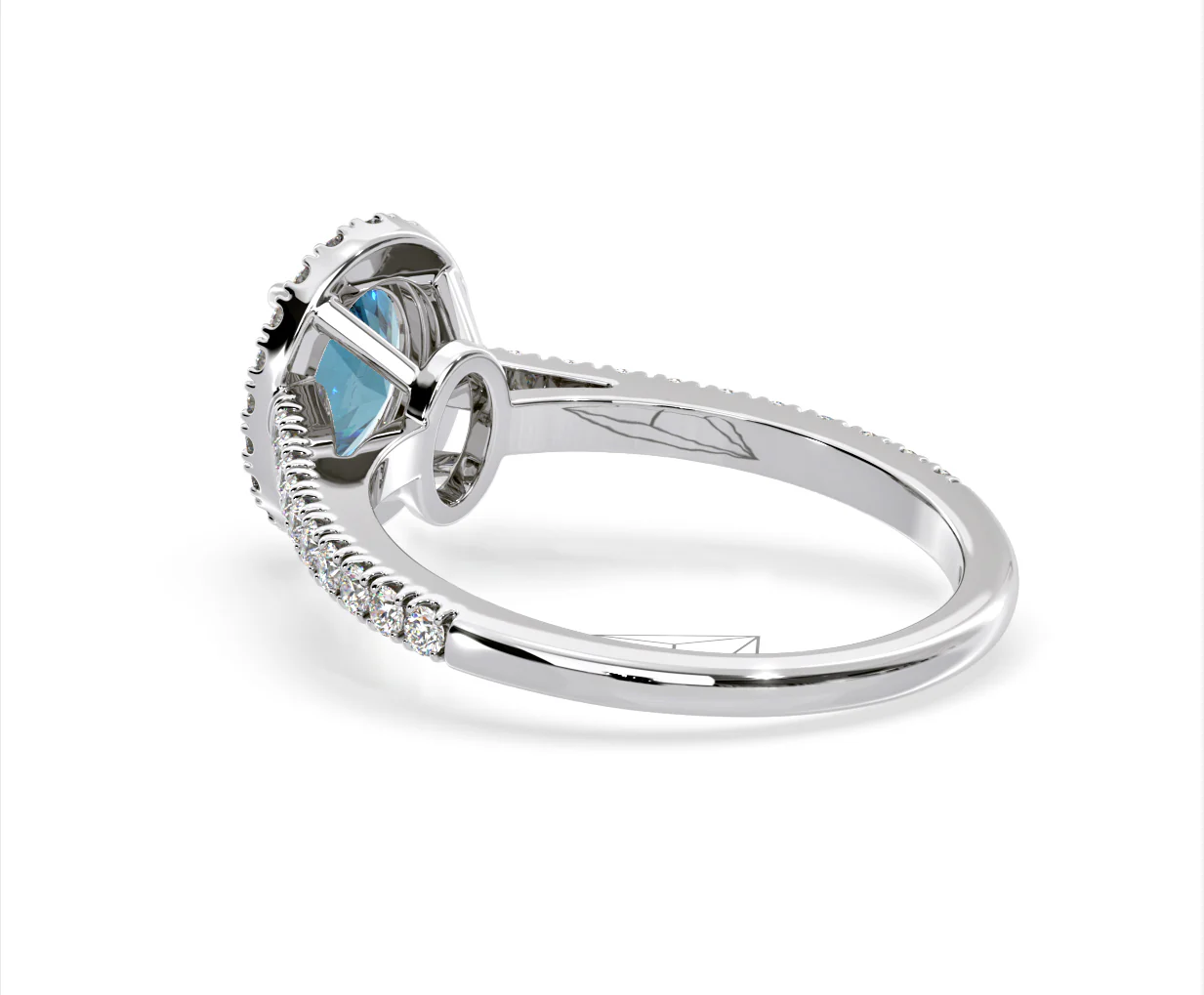 Georgina Blue Lab Diamond Oval Halo 1.60ct Ring in Platinum - Elara Collection - Image 37