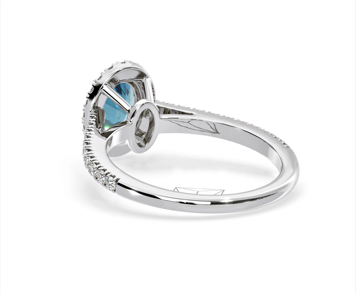 Georgina Blue Lab Diamond Oval Halo 1.60ct Ring in Platinum - Elara Collection - Image 39
