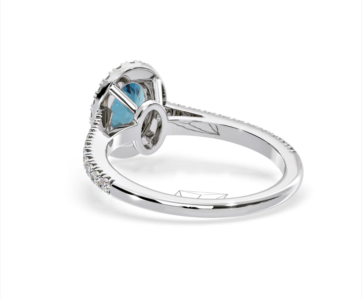 Georgina Blue Lab Diamond Oval Halo 1.60ct Ring in Platinum - Elara Collection - Image 40