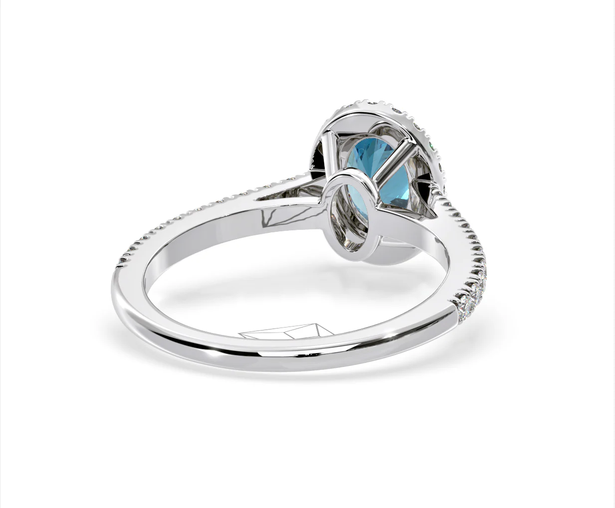 Georgina Blue Lab Diamond Oval Halo 1.60ct Ring in Platinum - Elara Collection - Image 51