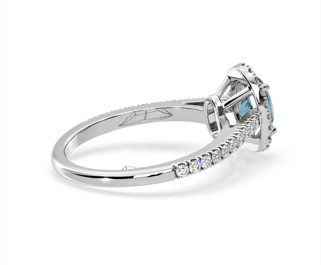 Georgina Blue Lab Diamond Oval Halo 1.60ct Ring in Platinum - Elara Collection - Image 60