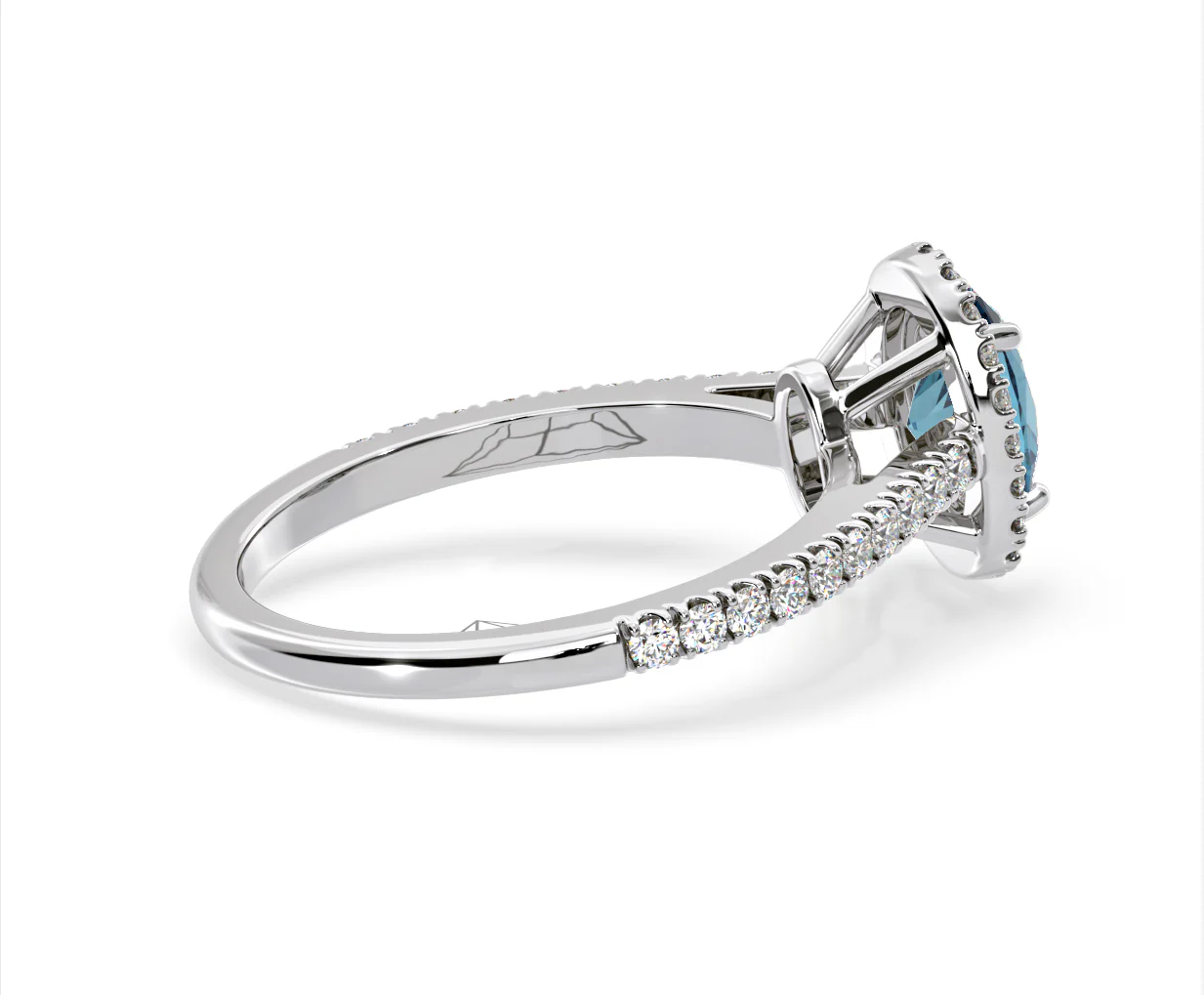 Georgina Blue Lab Diamond Oval Halo 1.60ct Ring in Platinum - Elara Collection - Image 61