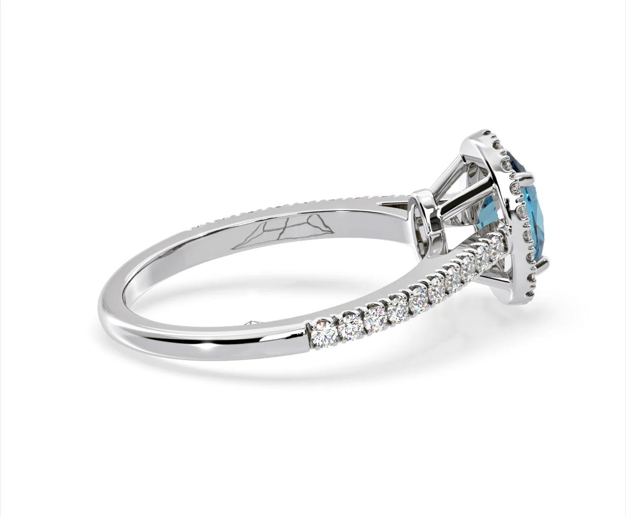 Georgina Blue Lab Diamond Oval Halo 1.60ct Ring in Platinum - Elara Collection - Image 62