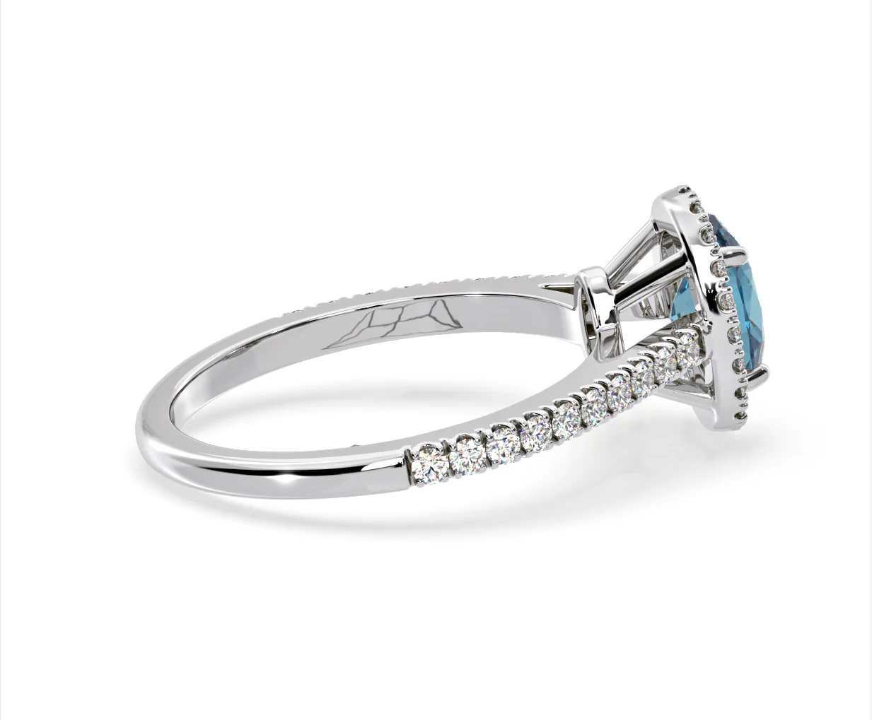 Georgina Blue Lab Diamond Oval Halo 1.60ct Ring in Platinum - Elara Collection - Image 63