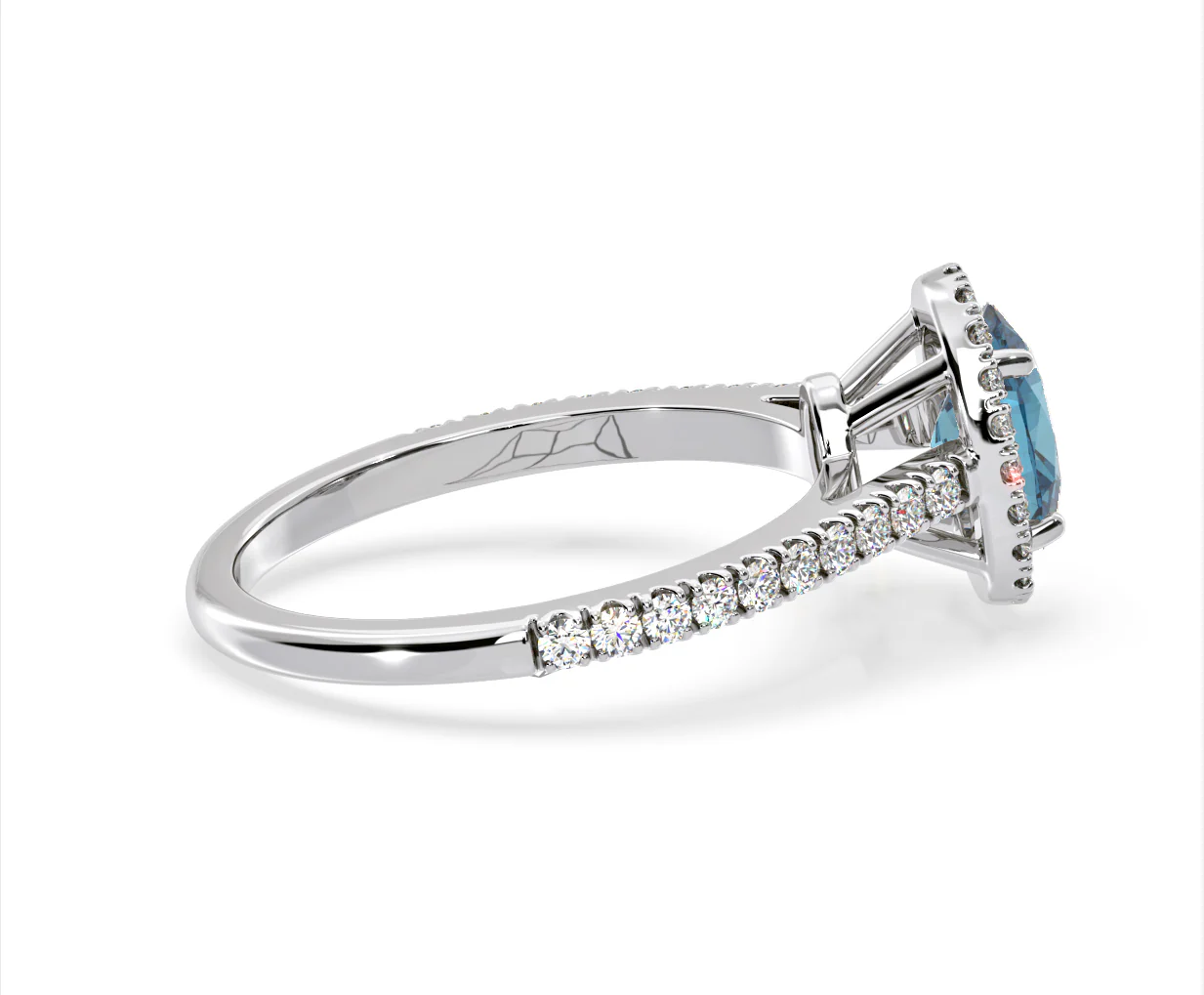 Georgina Blue Lab Diamond Oval Halo 1.60ct Ring in Platinum - Elara Collection - Image 64